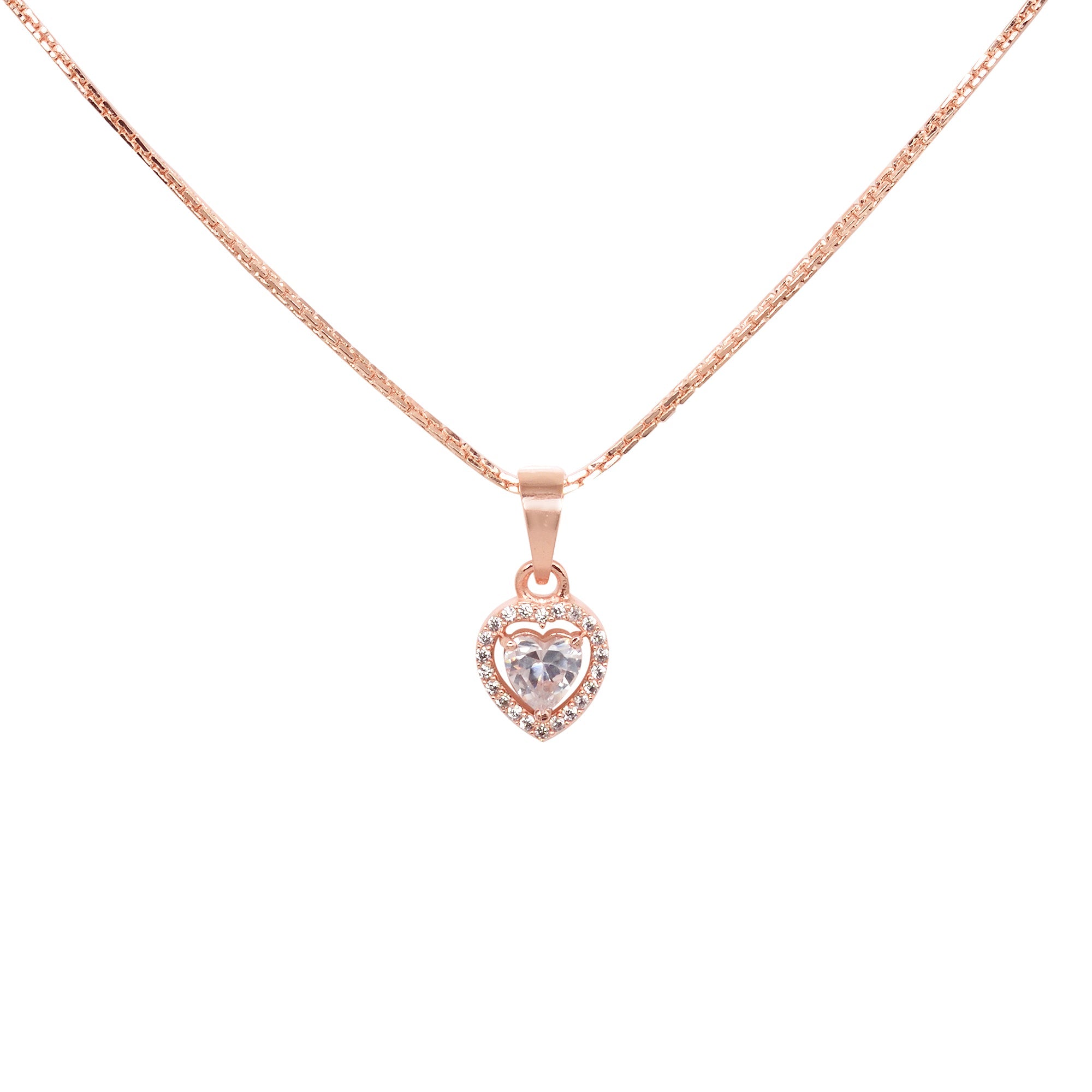 Women's Rose Gold Toned Ad Locket Jewellery Set