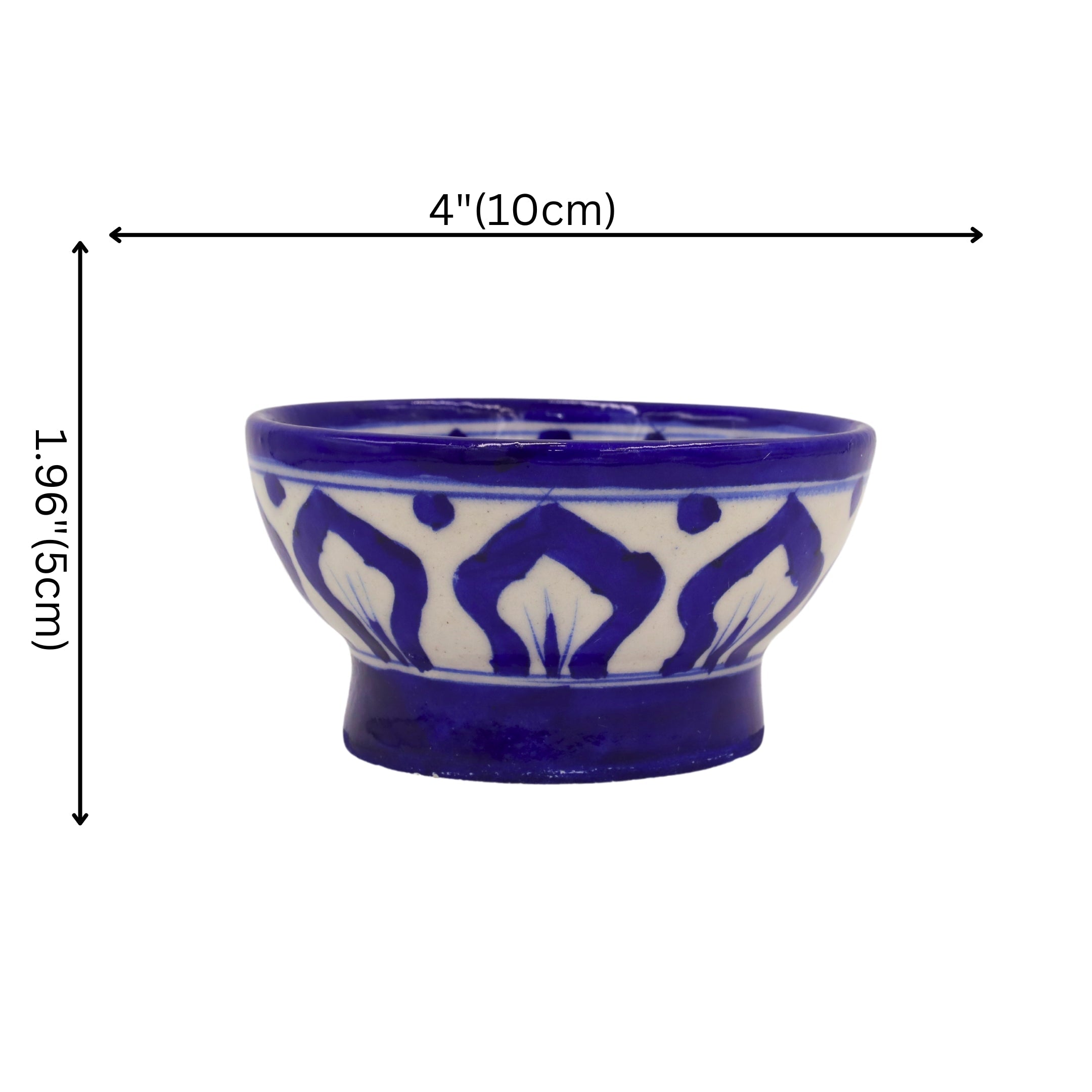 Blue Pottery Round Bowl - Blue - Natriel