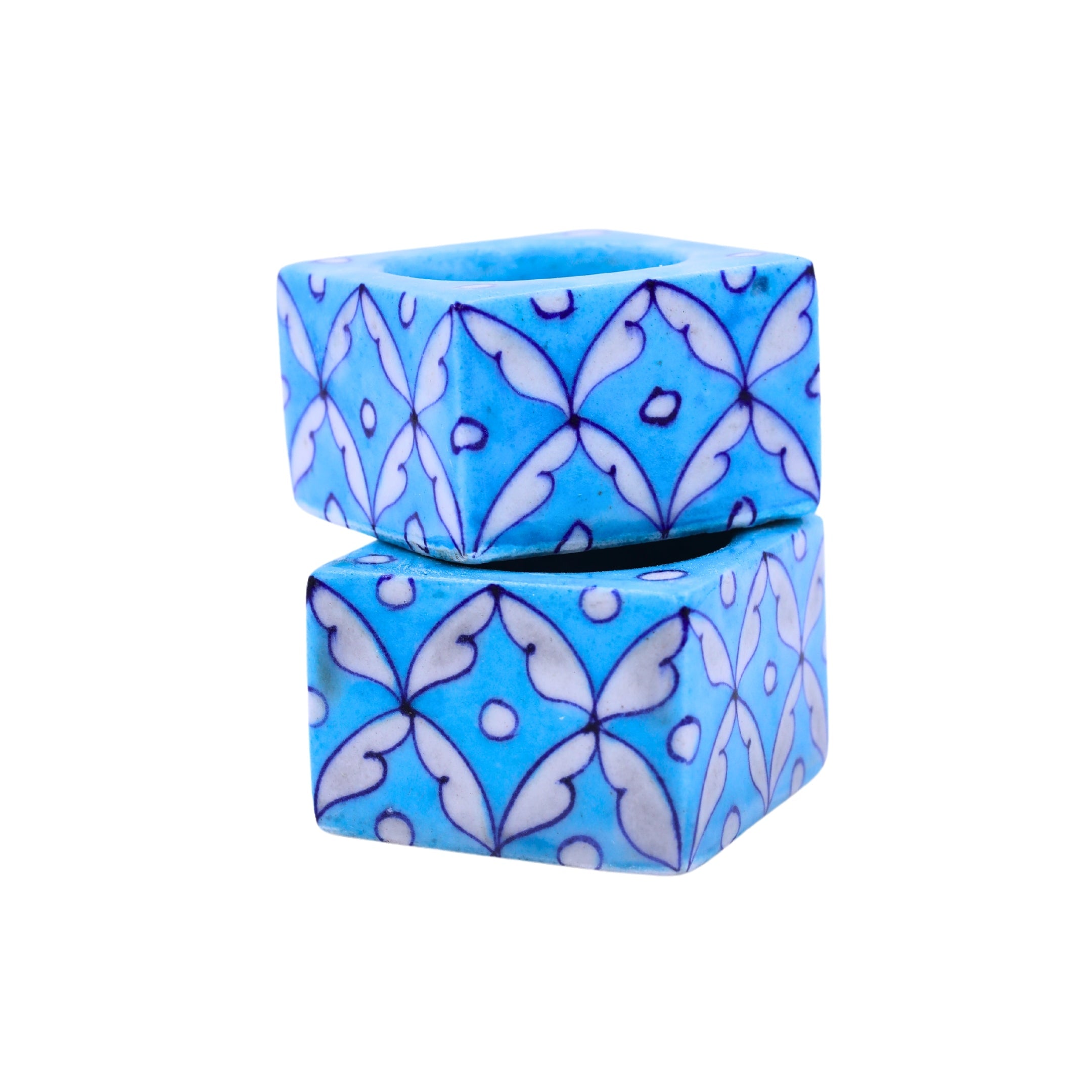 Blue Pottery T-Light Holders - Natriel