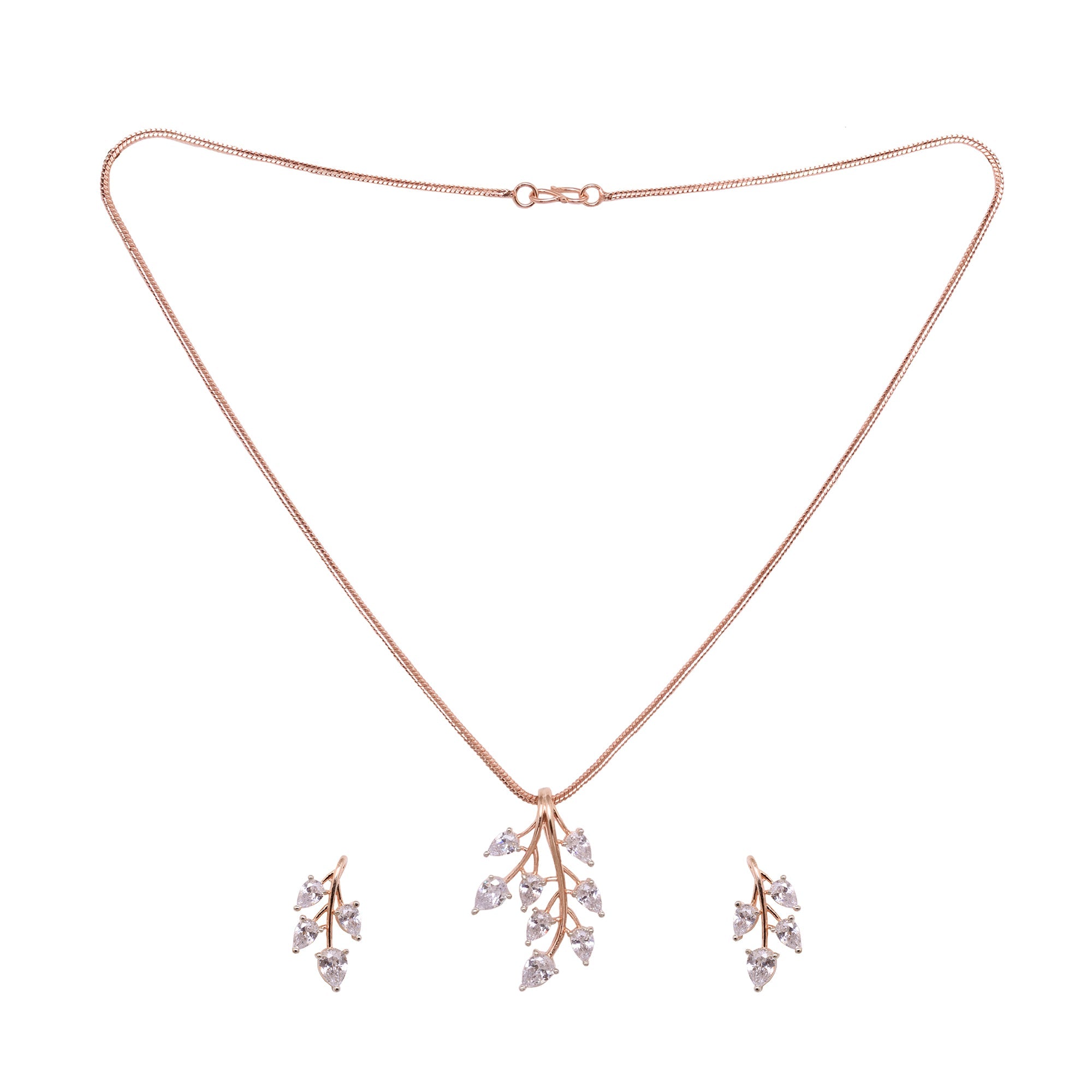 Women's Rose Gold Plated Ad Queen Victoria Ginni Locket Jewellery Set