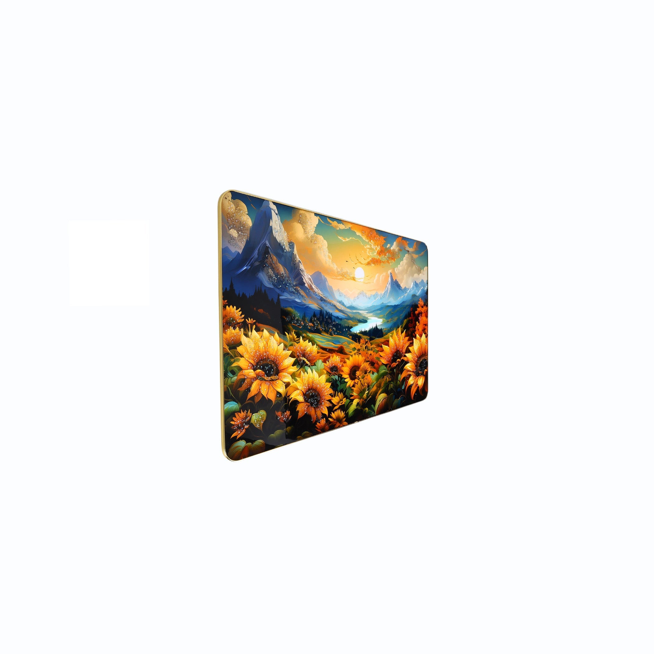 Sunflower Meadow and Mountain Design Resin Wall Painting - Natriel