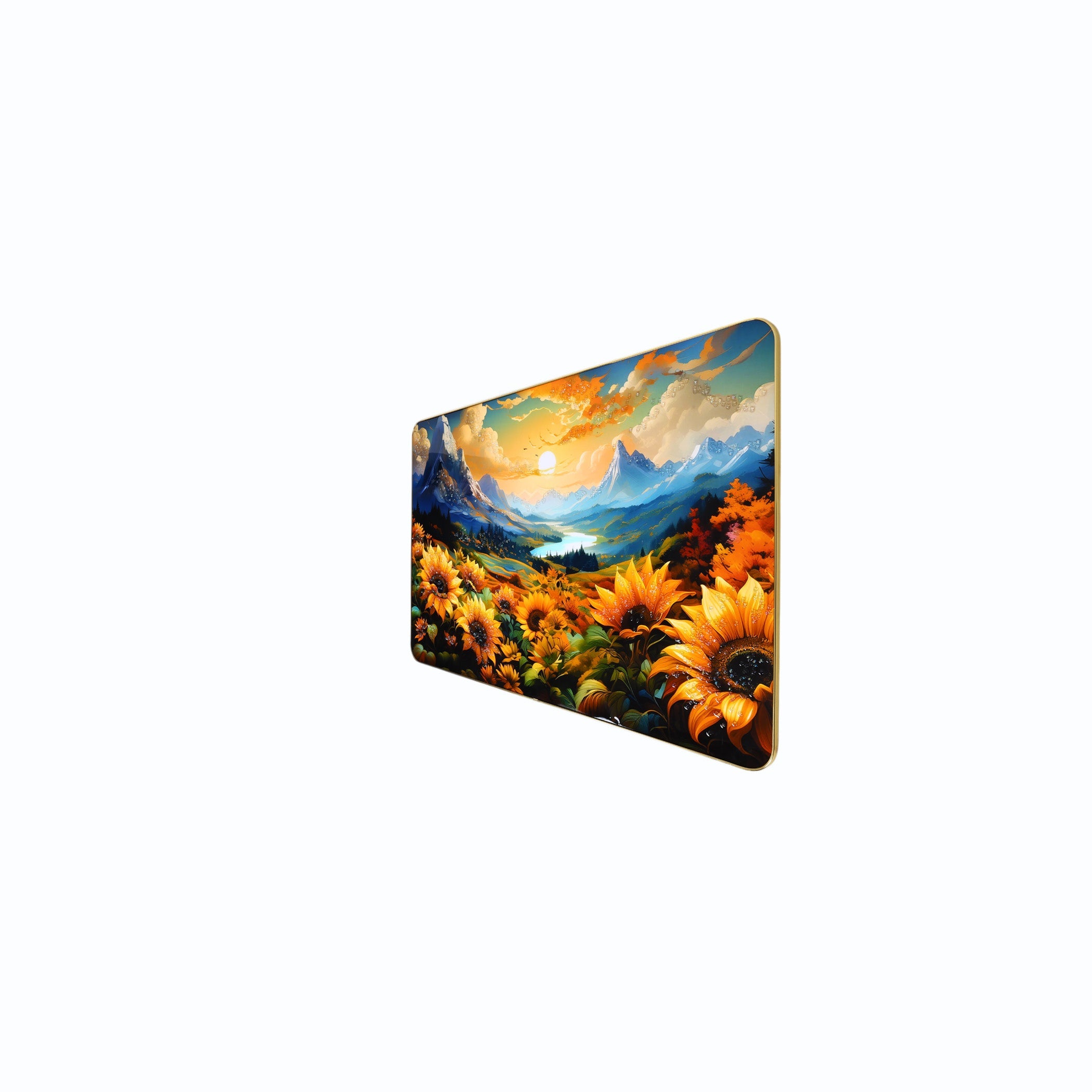 Sunflower Meadow and Mountain Design Resin Wall Painting - Natriel