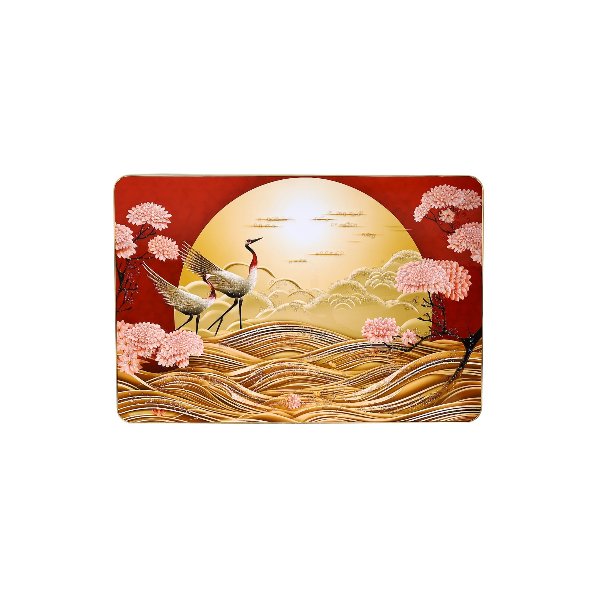 Crane and Sunset Design Resin Wall Painting - Natriel