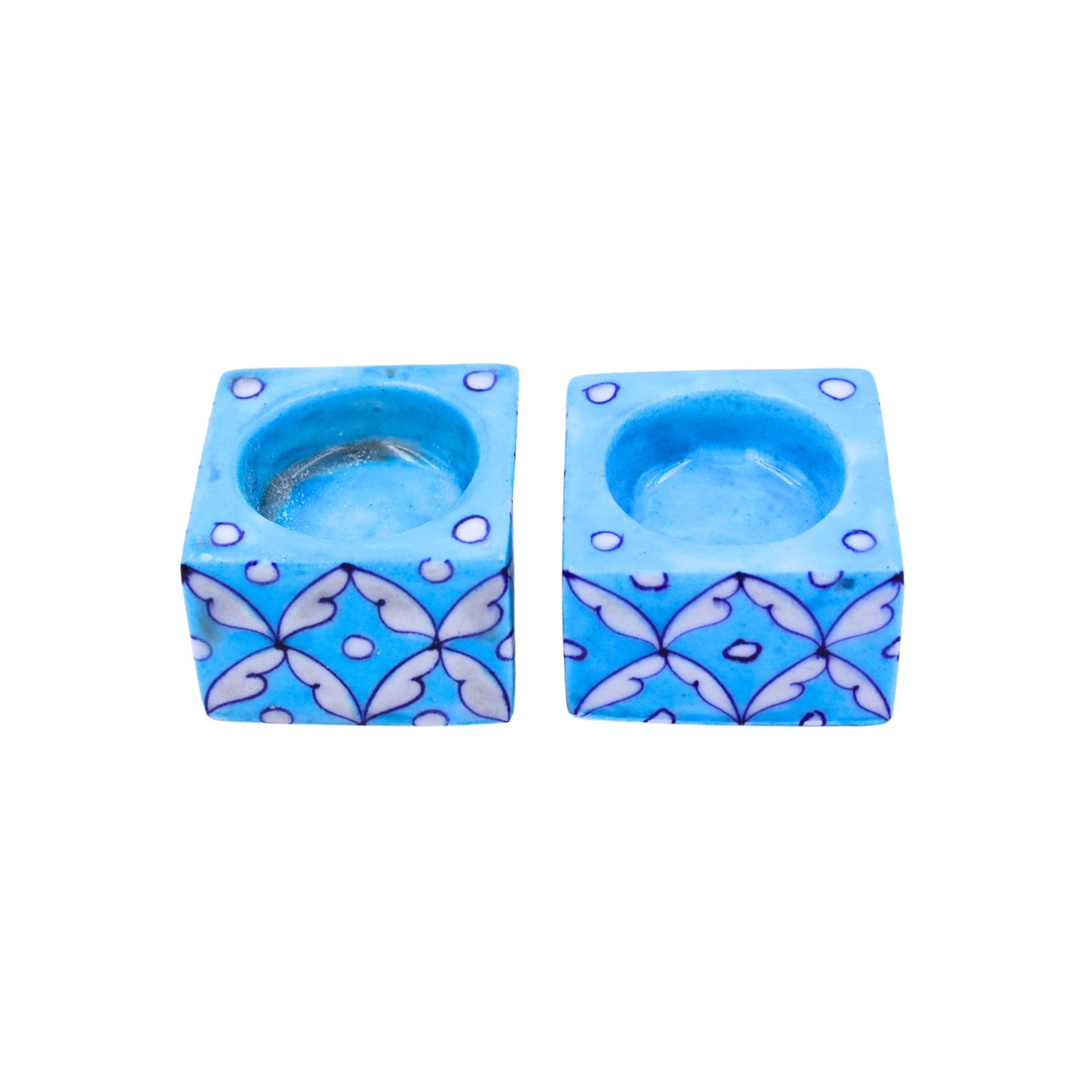 Blue Pottery T-Light Holders - Natriel