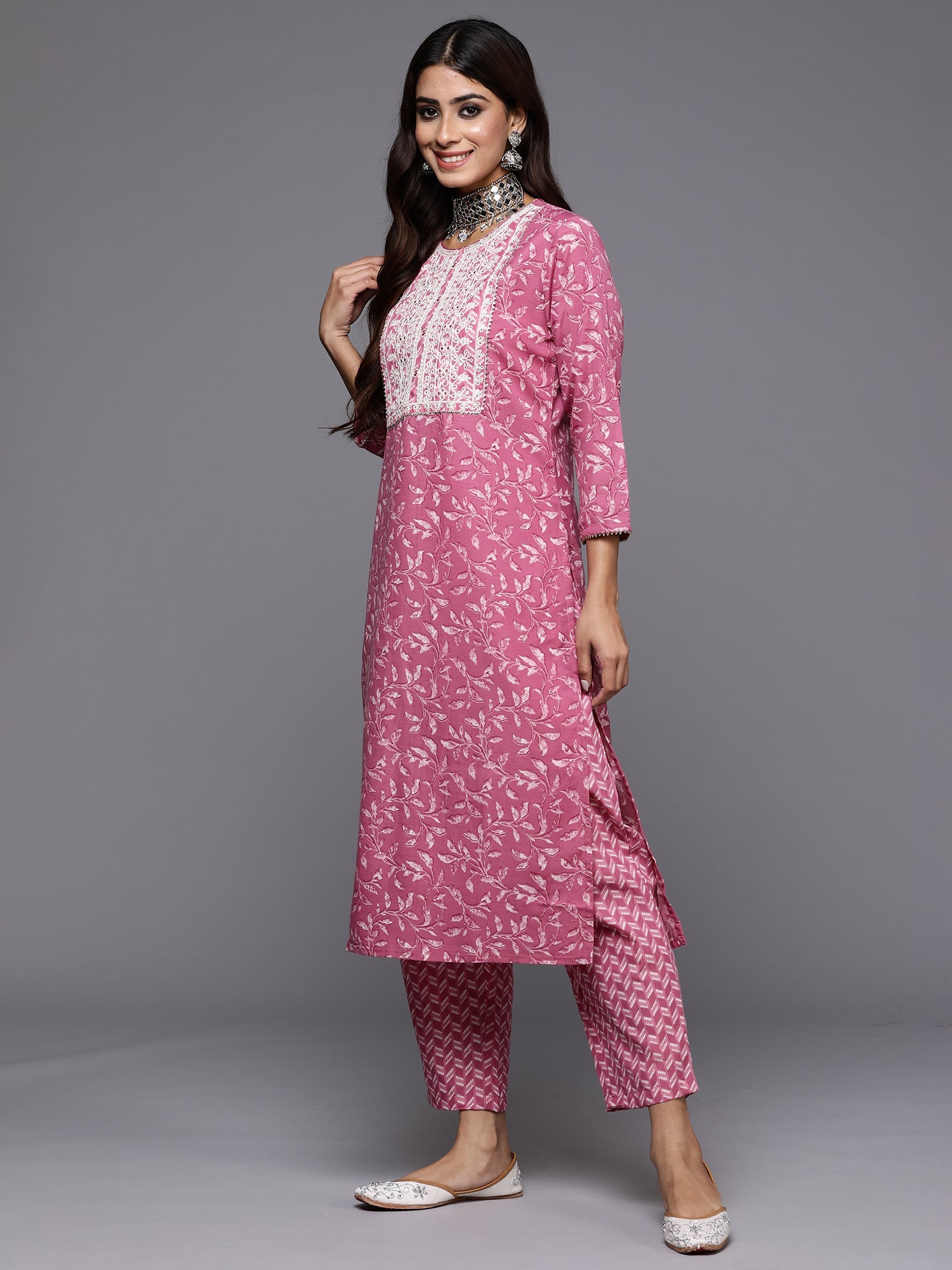 Women's Lavender Pure Cotton Kurta Set - Taantav