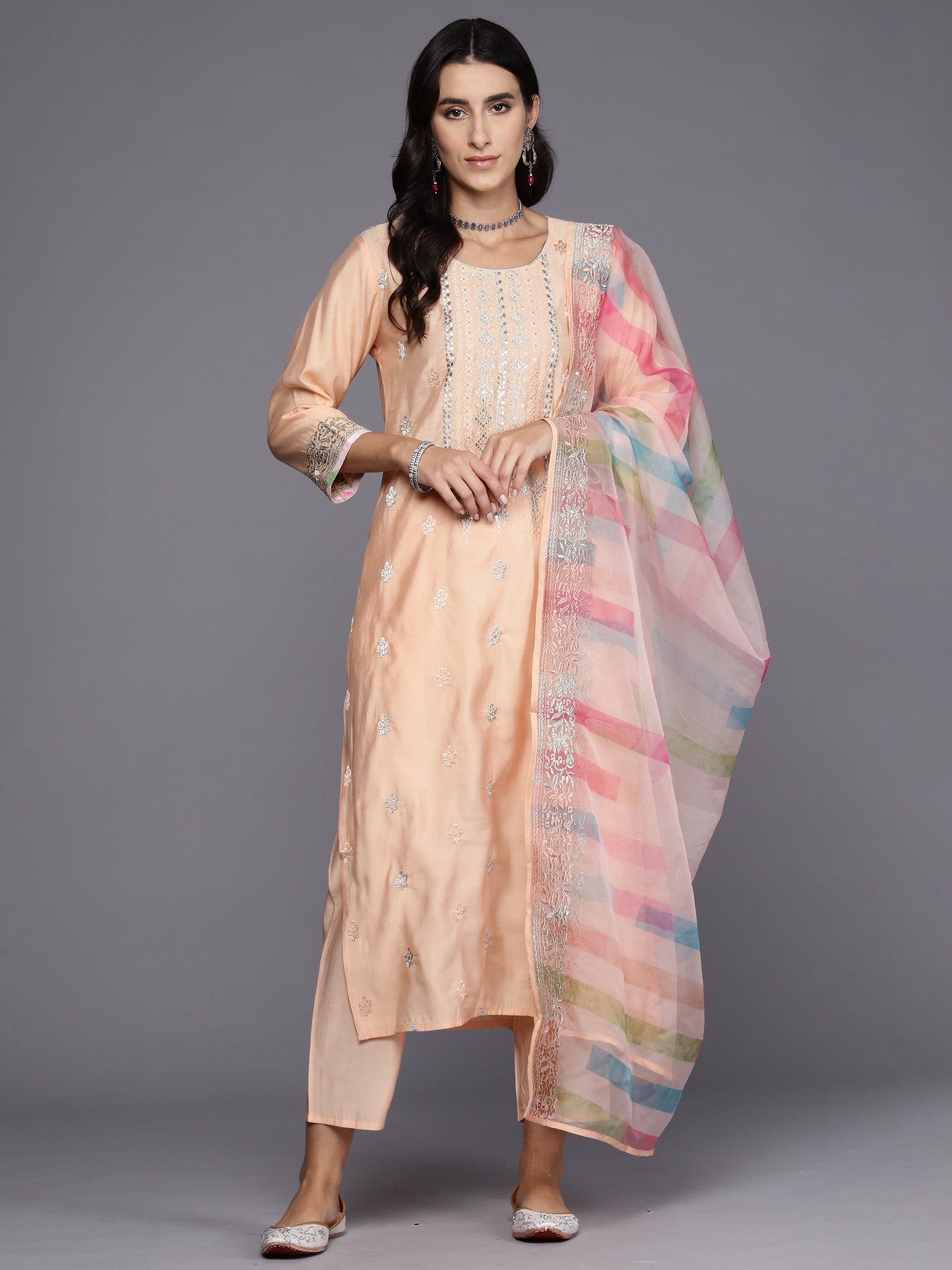 Women's Peach Pure Cotton Kurta Set - Taantav