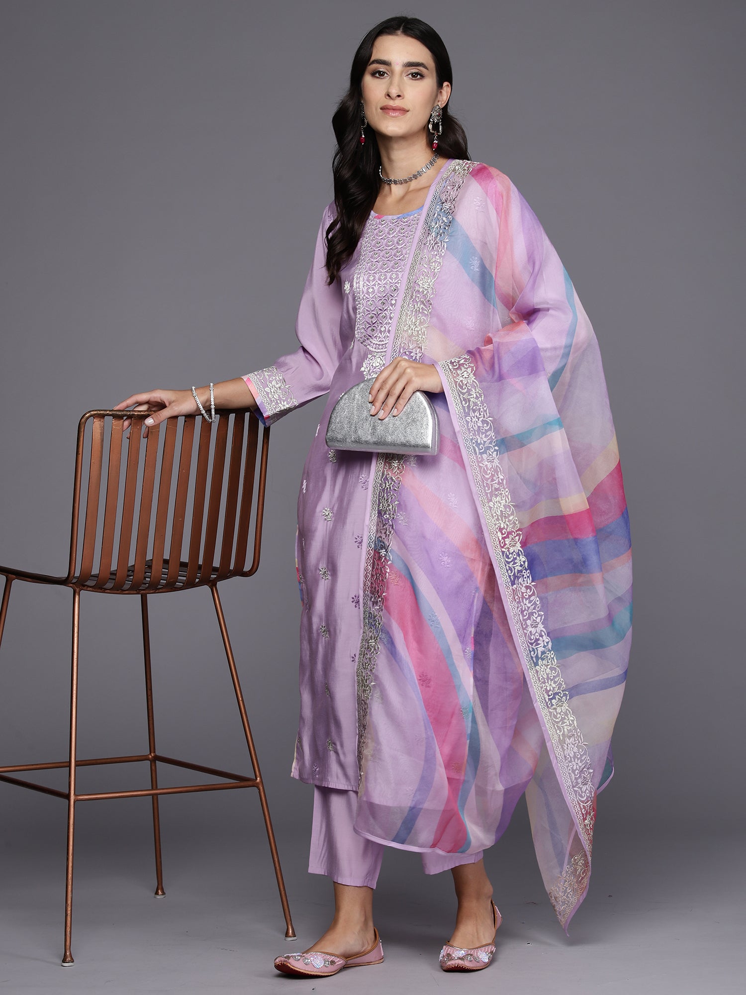 Women's Lavender Pure Cotton Kurta Set - Taantav