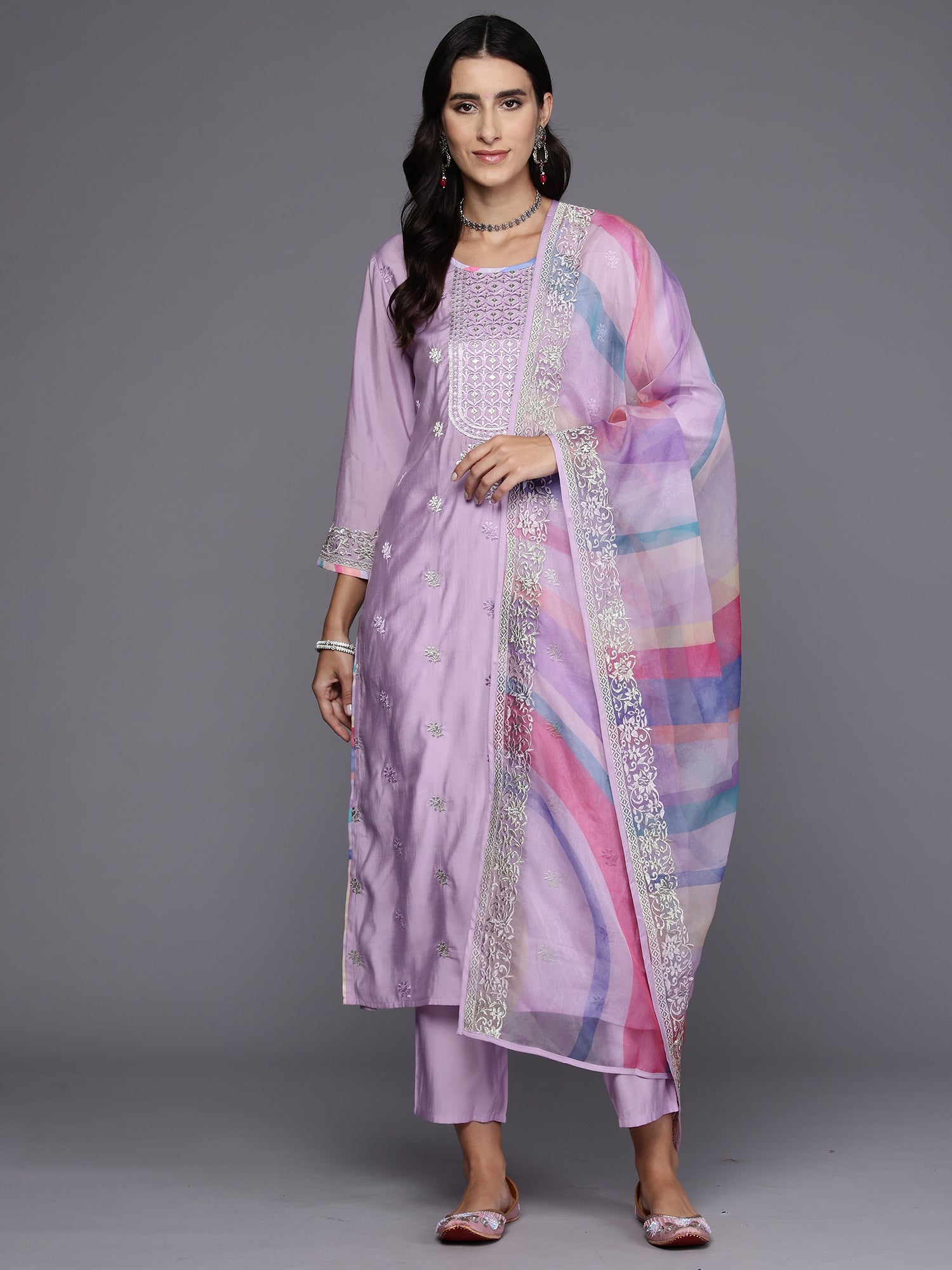 Women's Lavender Pure Cotton Kurta Set - Taantav