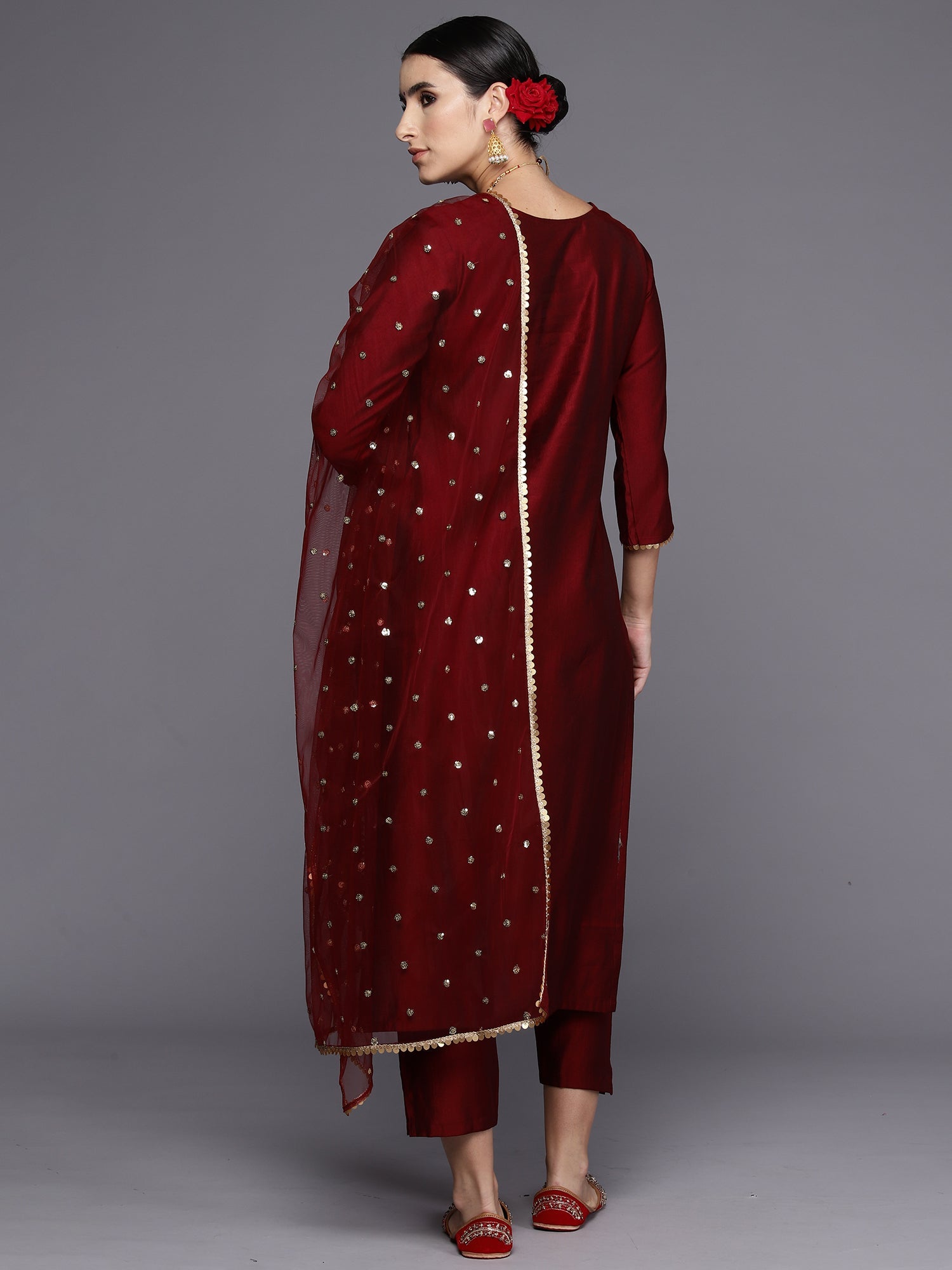 Women's Maroon Liva Kurta Set - Taantav