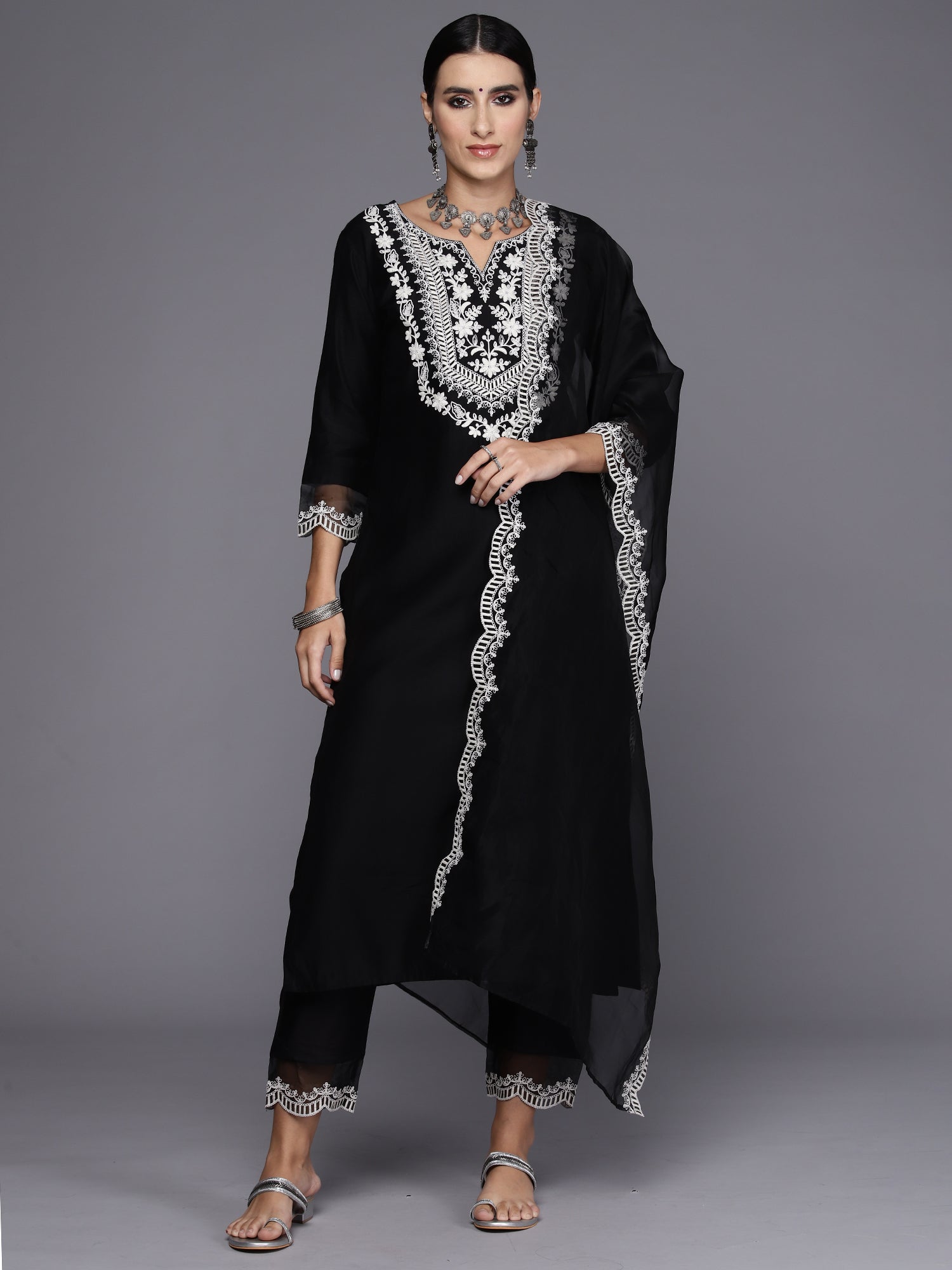 Women's Black Liva Kurta Set - Taantav