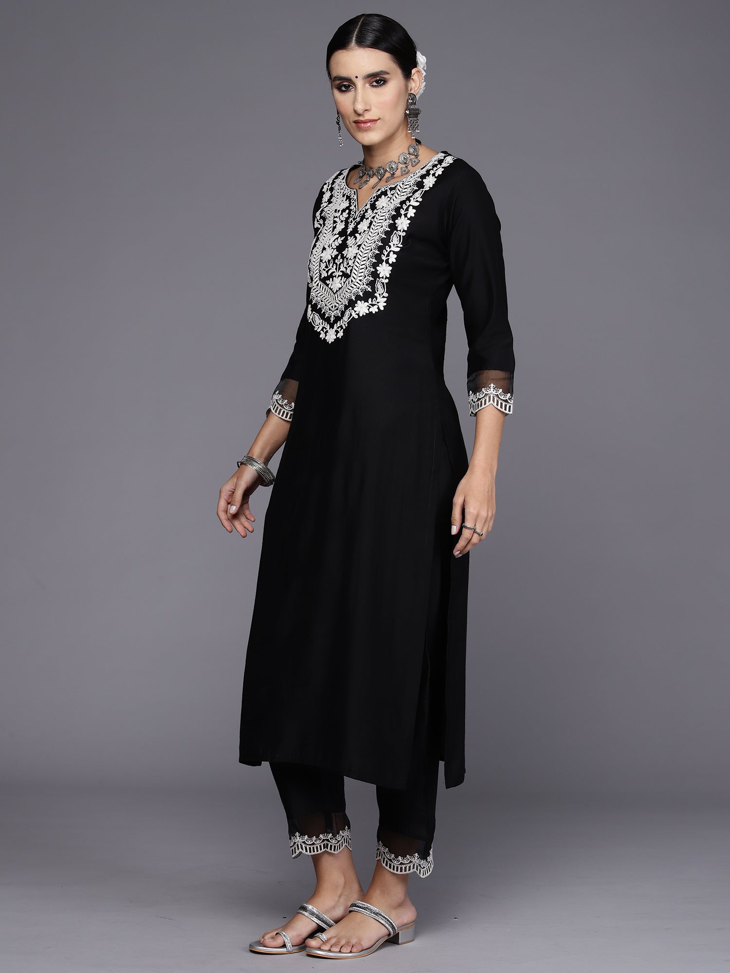 Women's Black Liva Kurta Set - Taantav