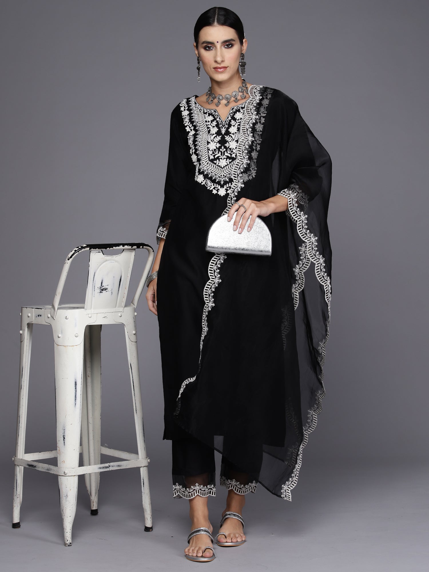 Women's Black Liva Kurta Set - Taantav