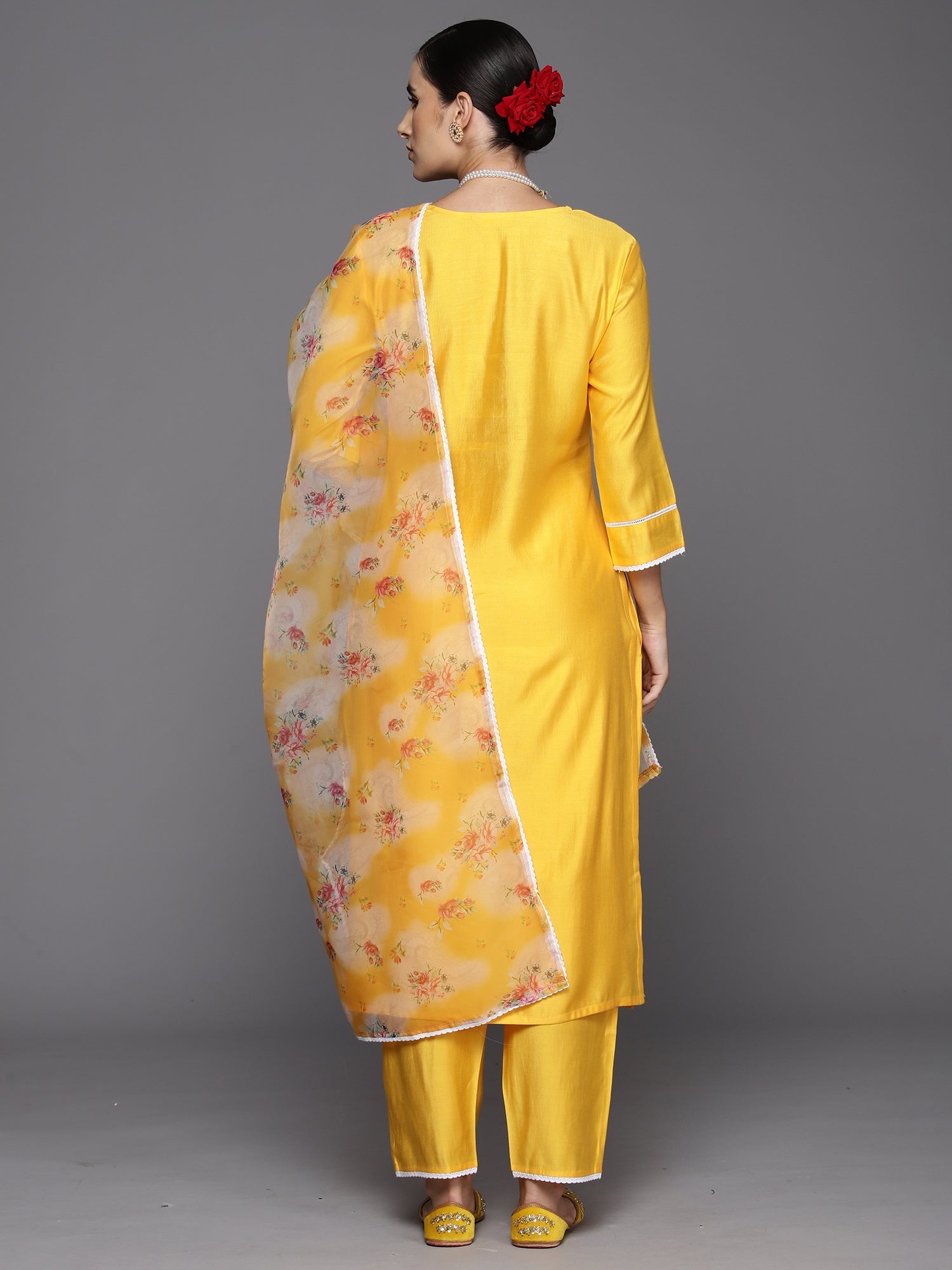 Women's Yellow Liva Kurta Set - Taantav