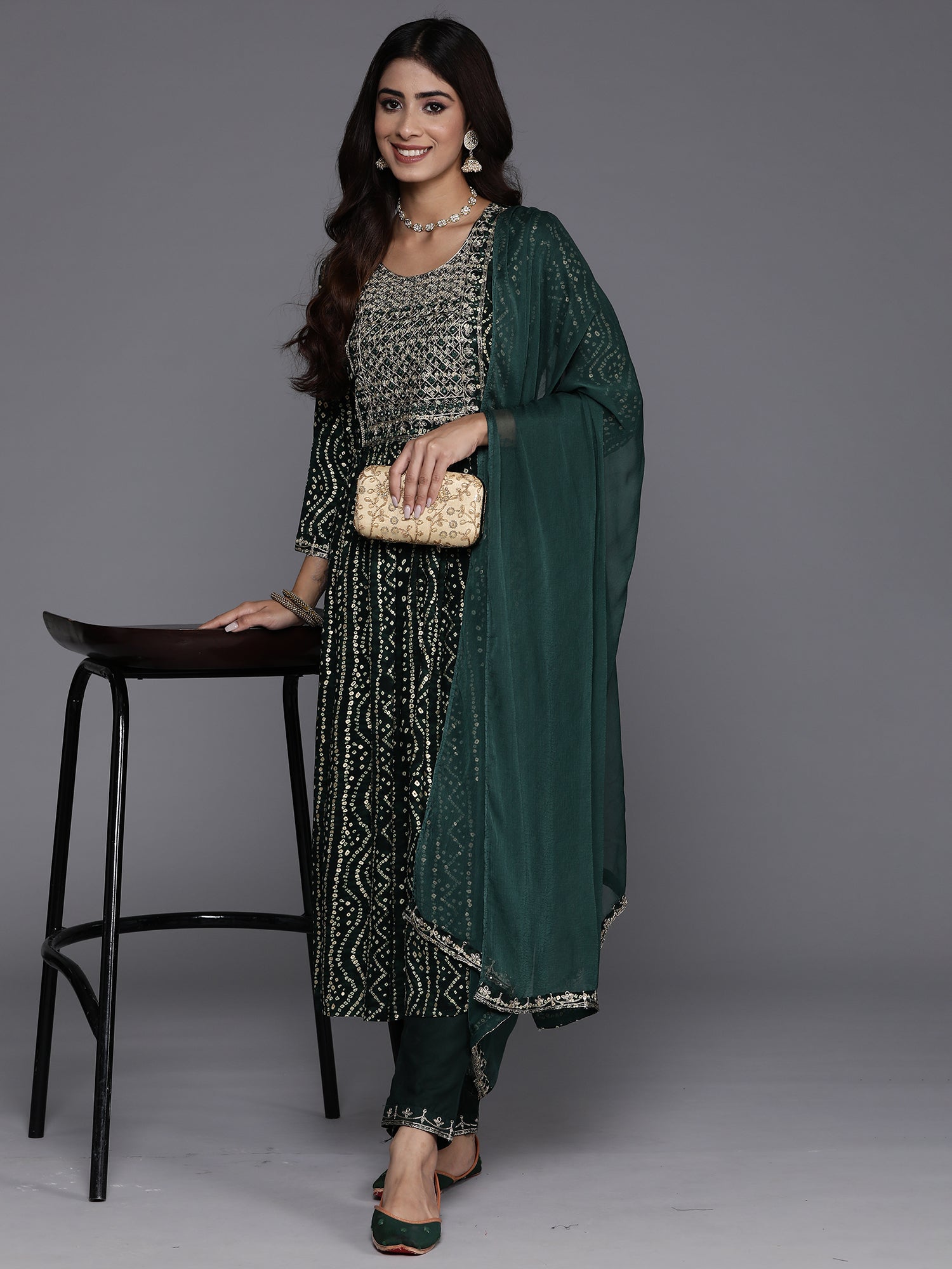 Women's Green Viscose Rayon Kurta Set - Taantav