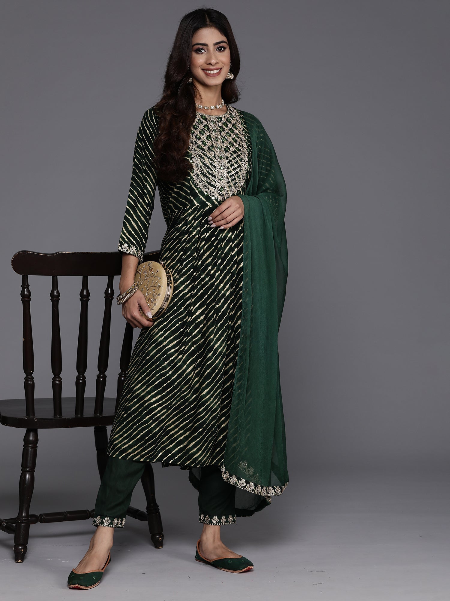 Women's Green Viscose Rayon Kurta Set - Taantav