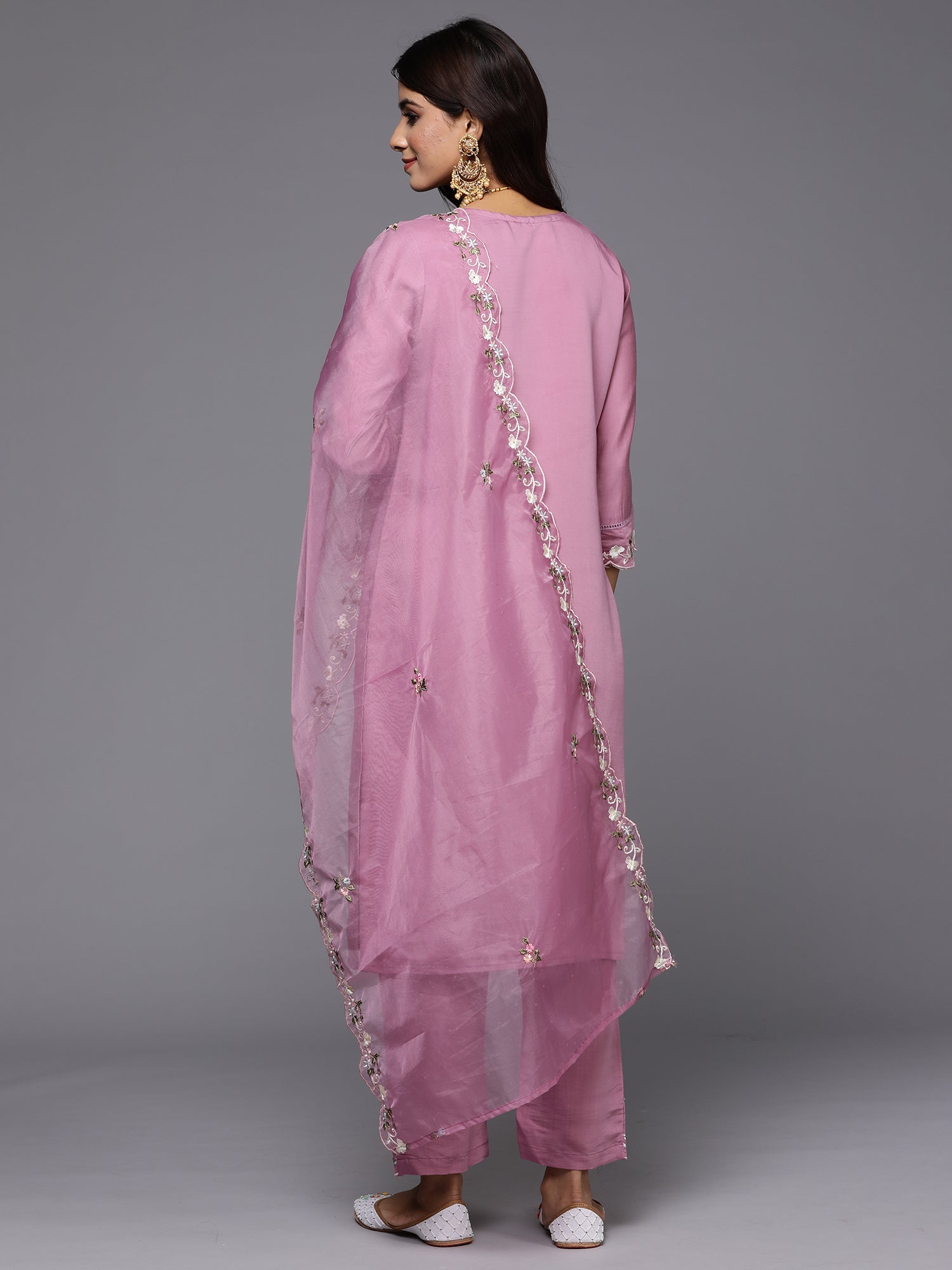 Women's Lavender Silk Blend Kurta Set - Taantav