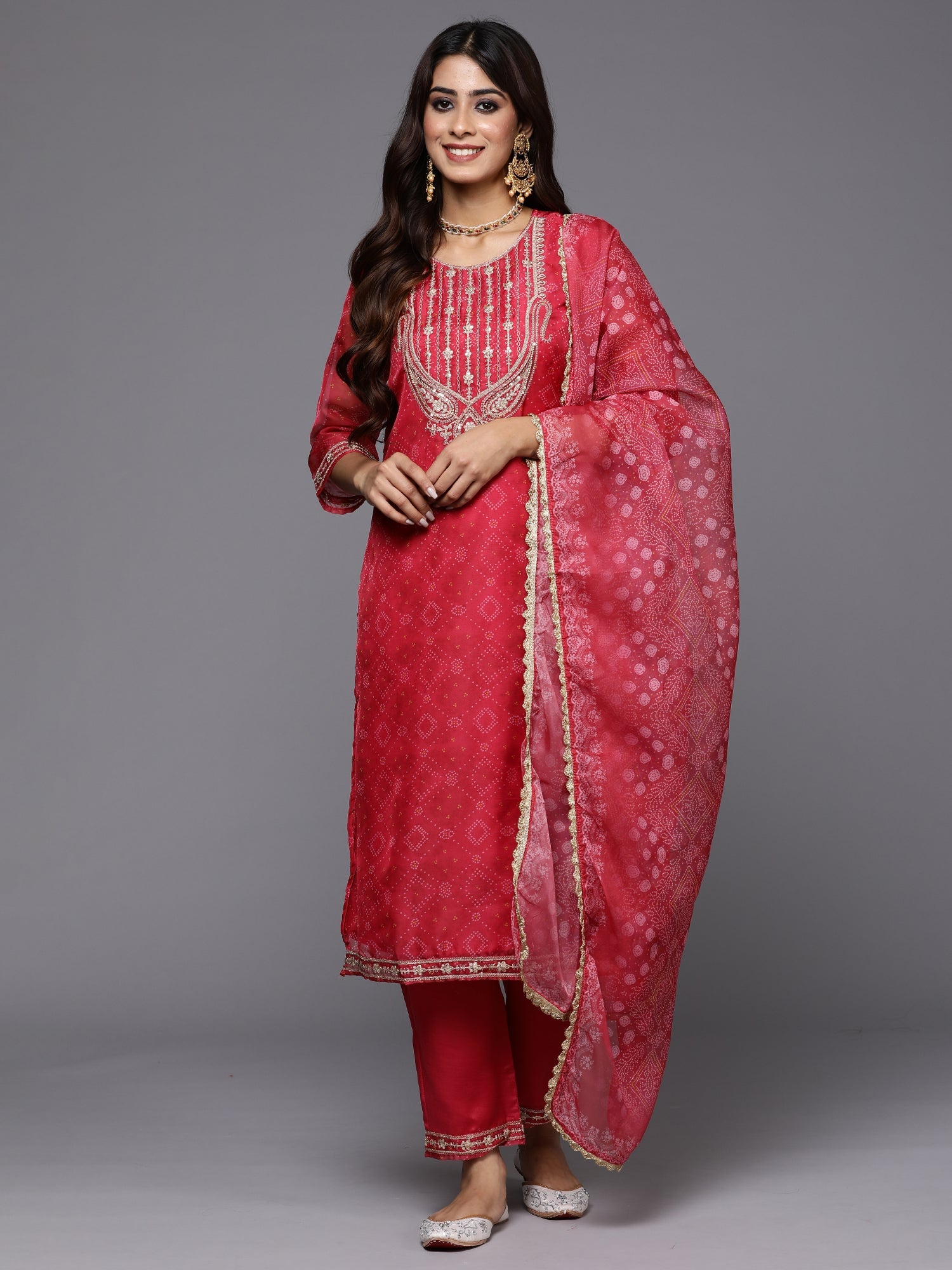 Women's Pink Organza Kurta Set - Taantav