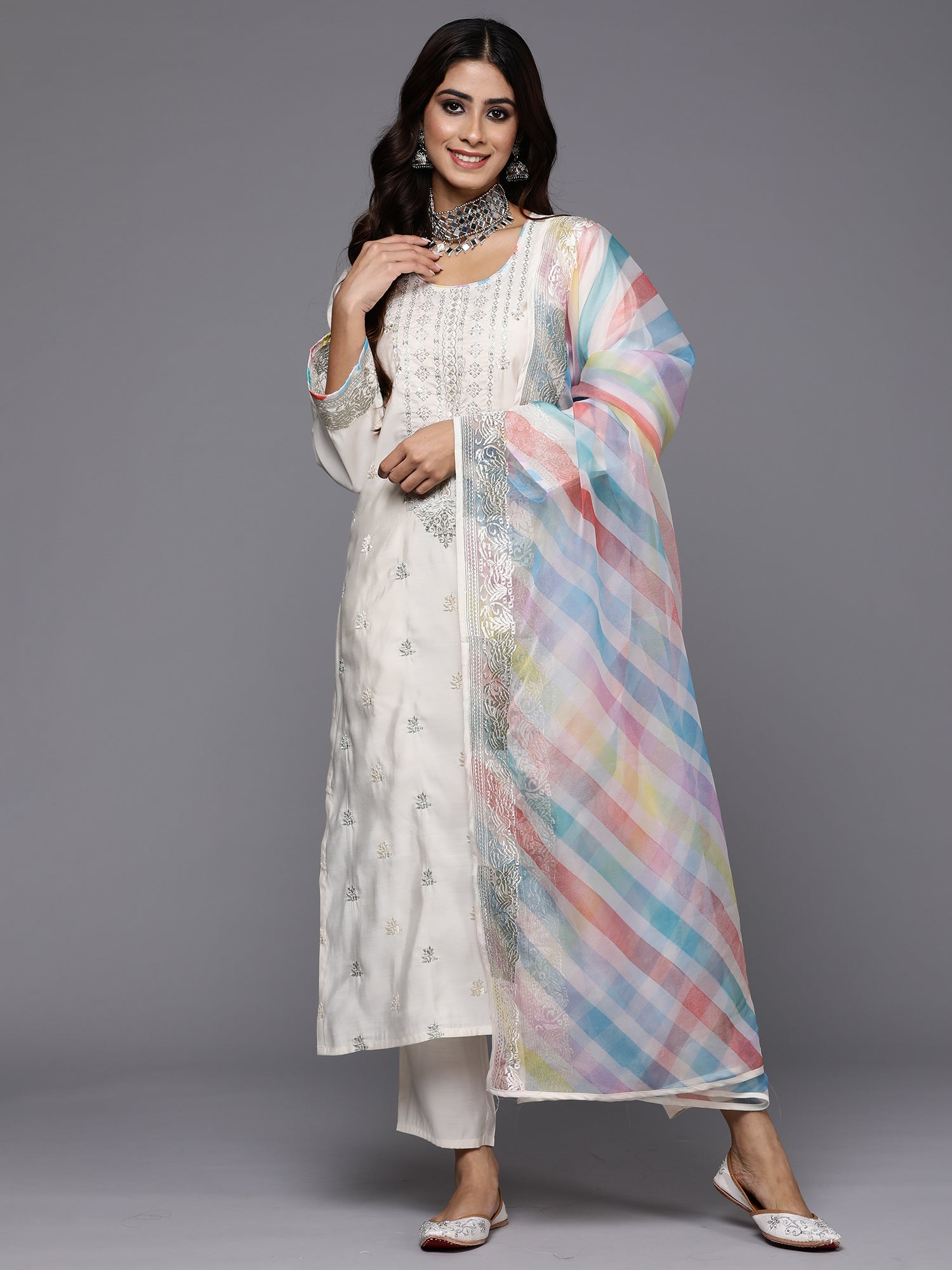 Women's Cream Pure Cotton Kurta Set - Taantav