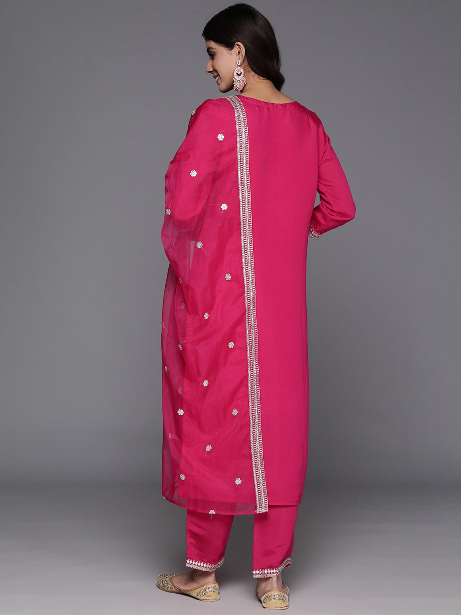 Women's Pink Silk Blend Kurta Set - Taantav