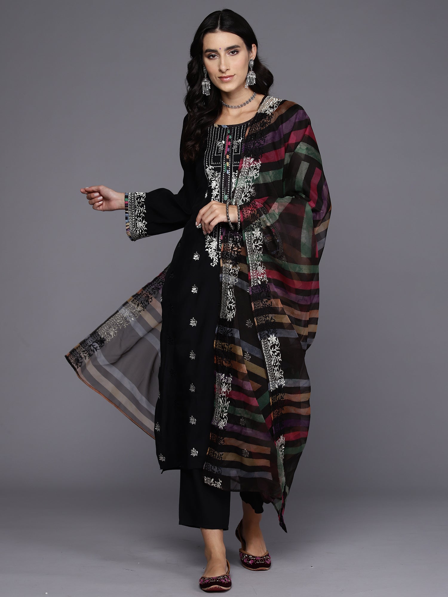 Women's Black Pure Cotton Kurta Set - Taantav