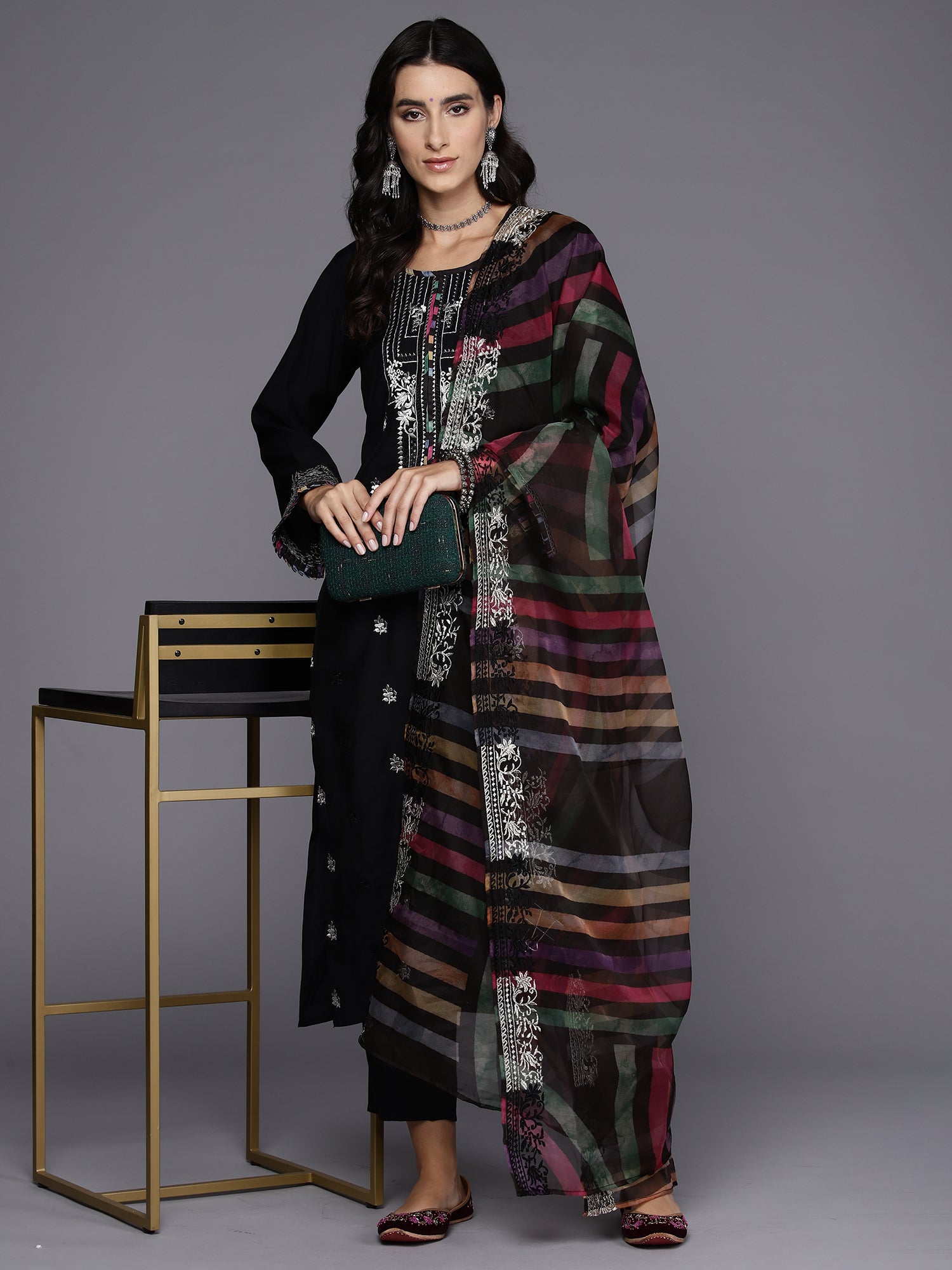 Women's Black Pure Cotton Kurta Set - Taantav