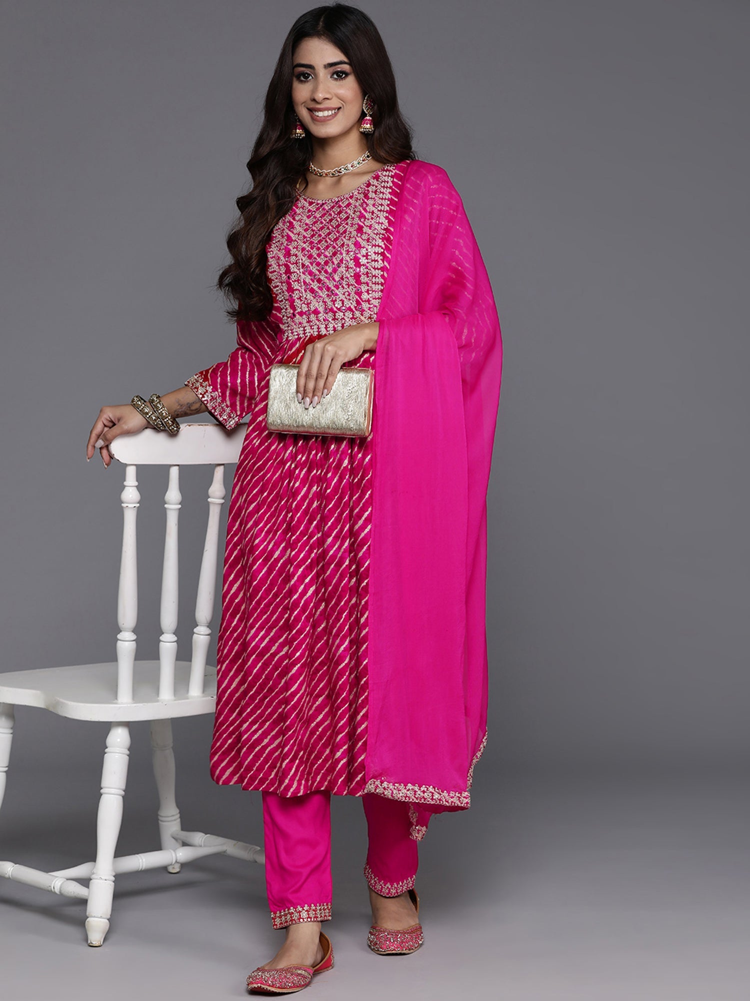 Women's Pink Viscose Rayon Kurta Set - Taantav