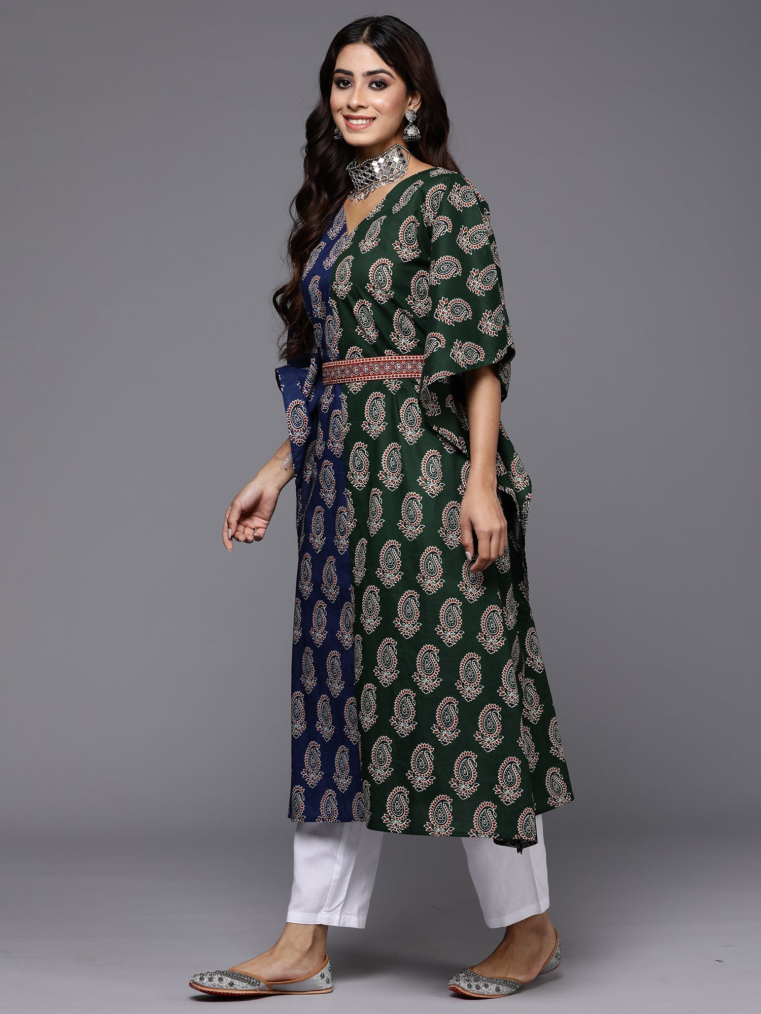 Women's Blue Cotton Kurta - Taantav