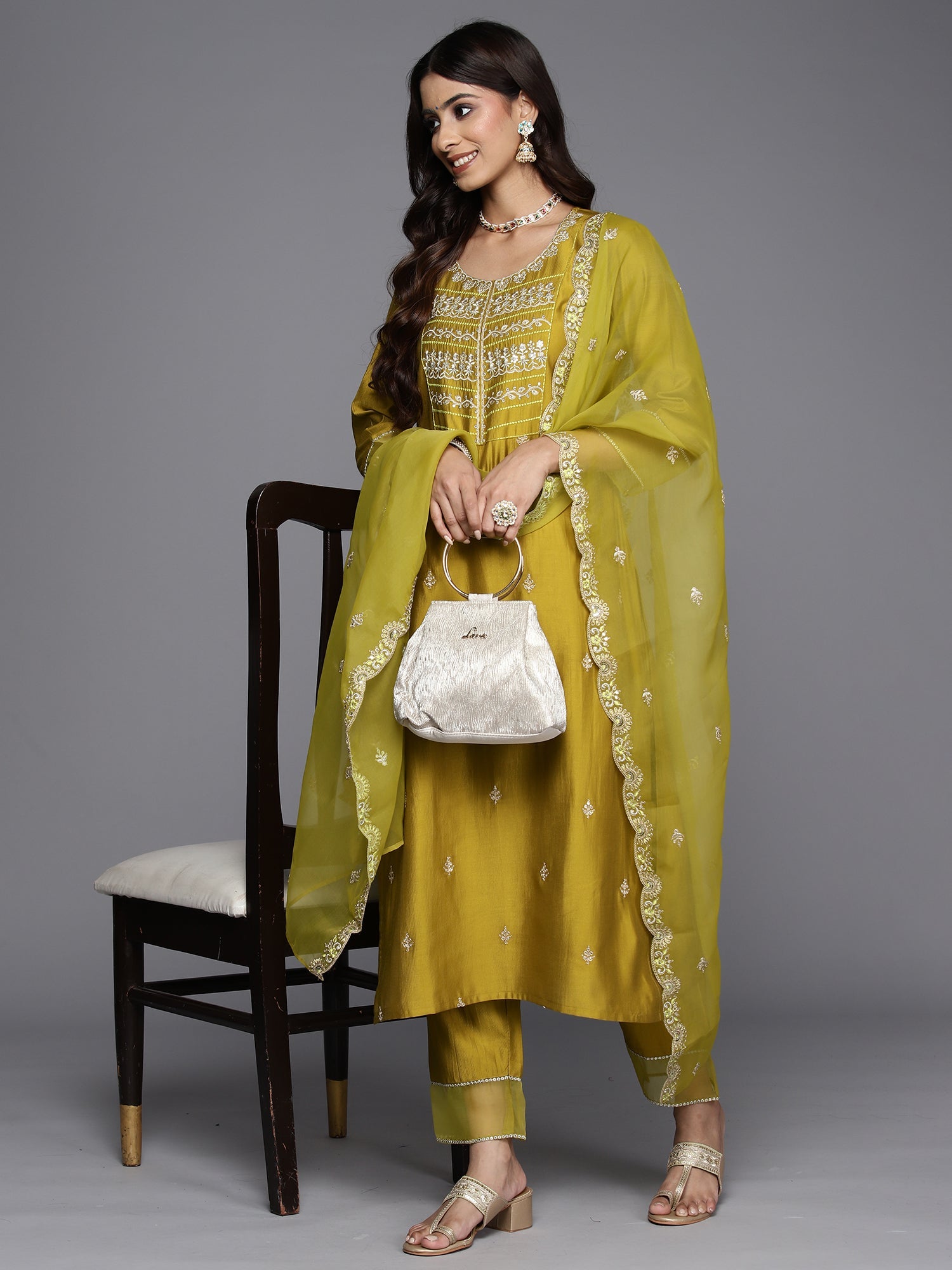 Women's Olive Liva Kurta Set - Taantav