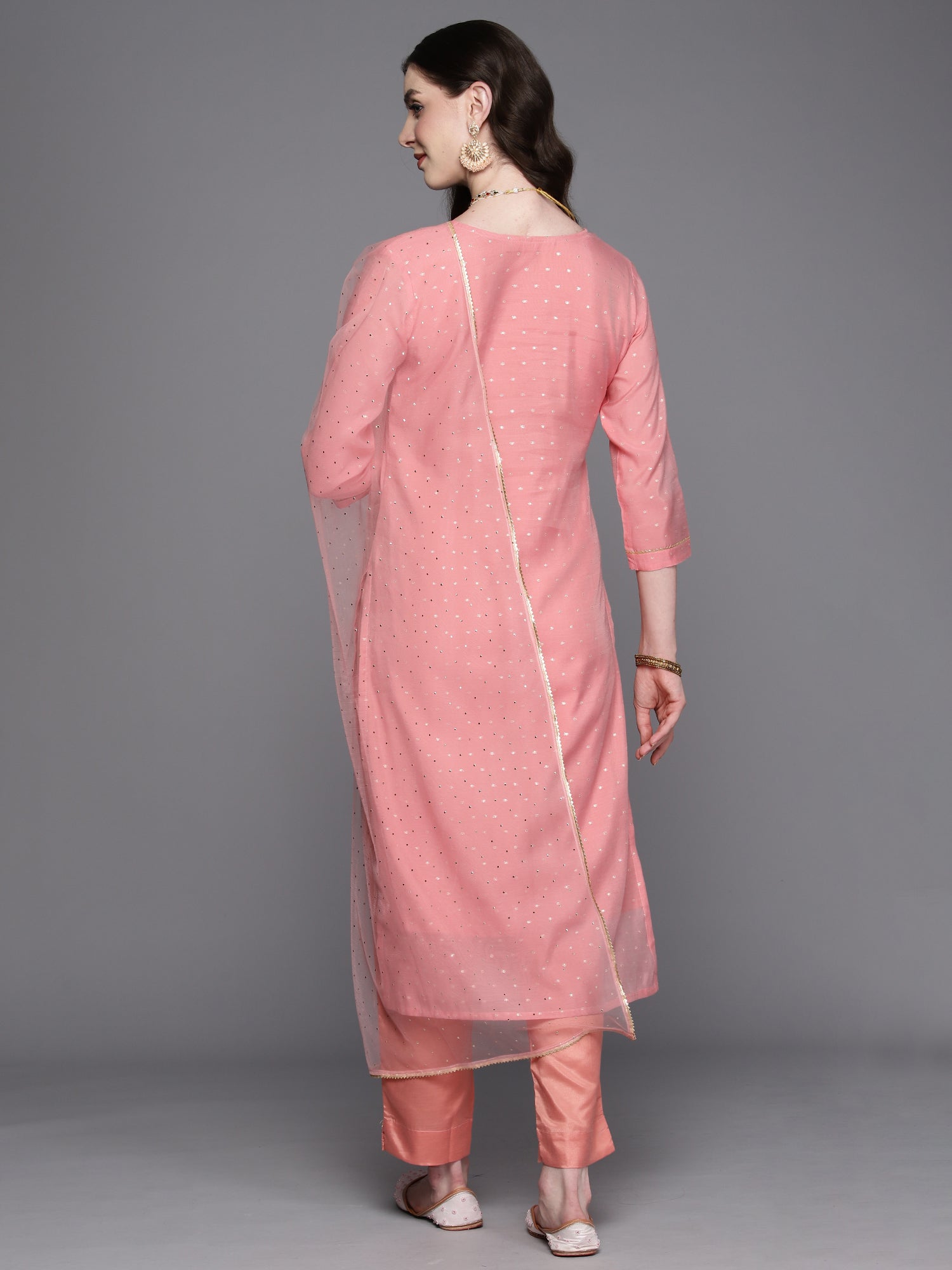 Women's Pink Chanderi Silk Kurta Set - Taantav