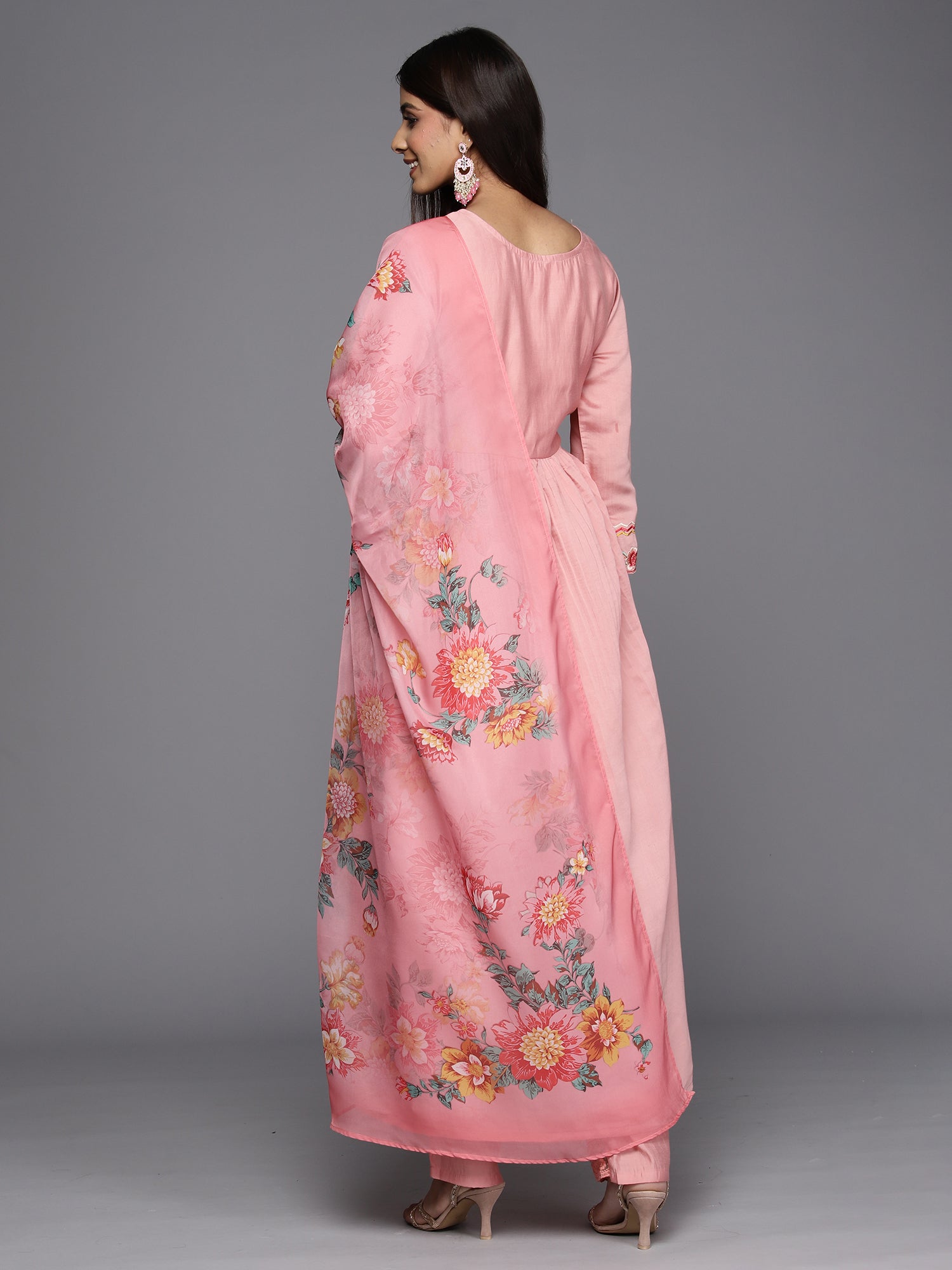 Women's Pink Silk Blend Kurta Set - Taantav