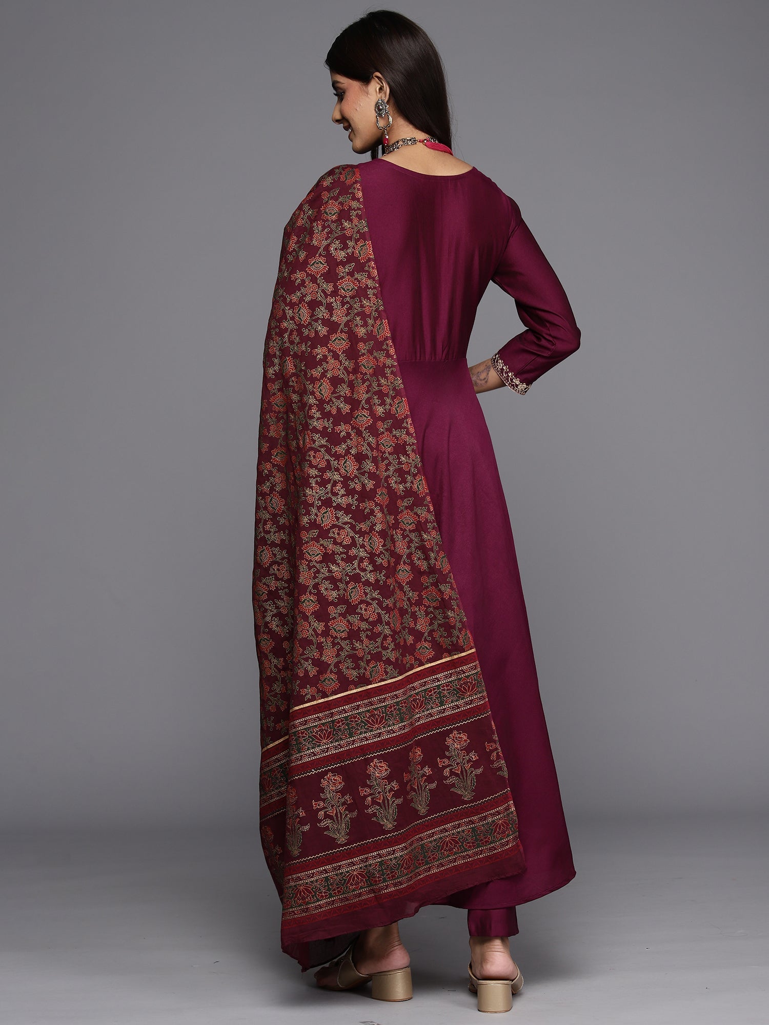 Women's Burgundy Liva Kurta Set - Taantav