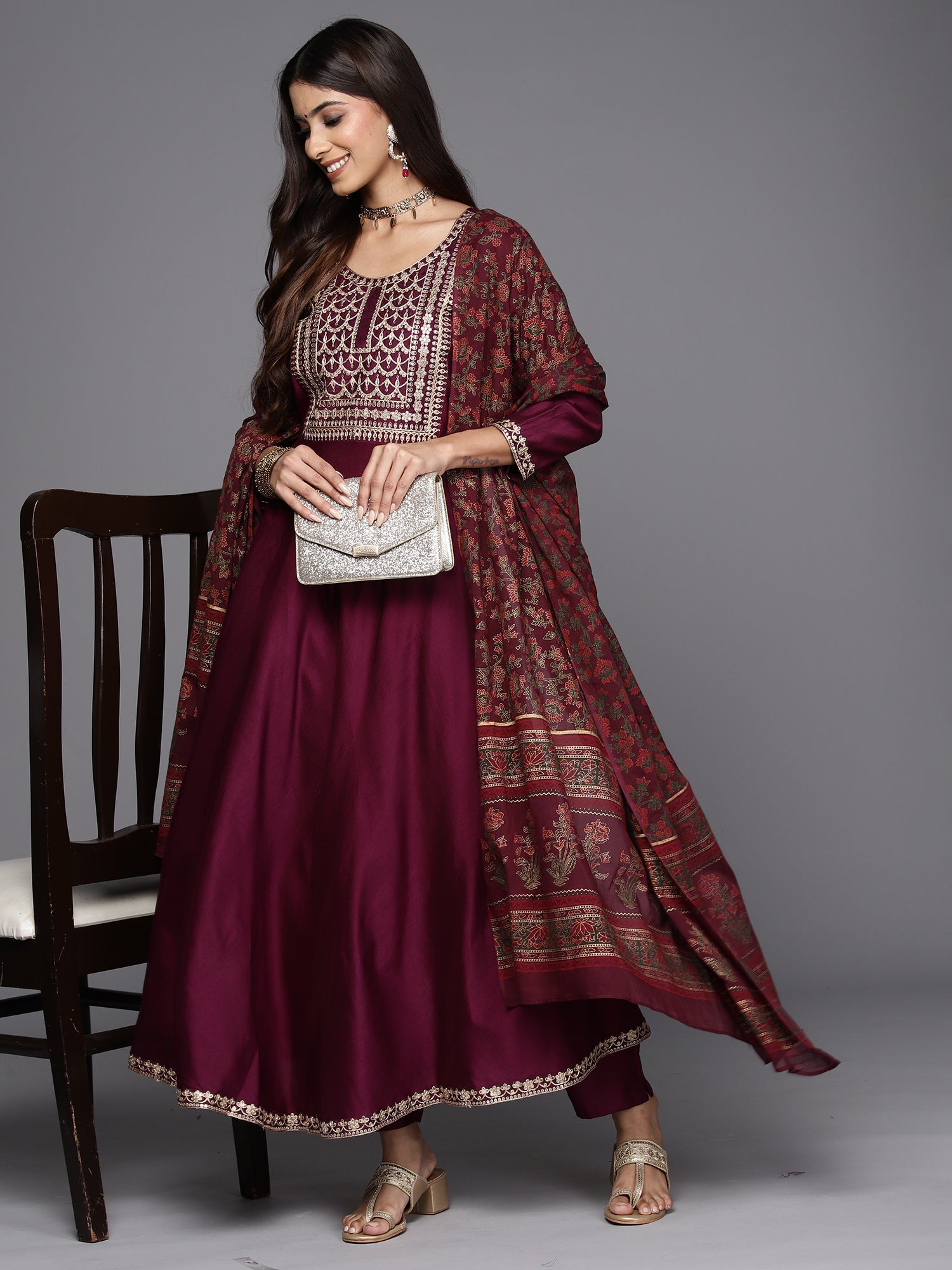 Women's Burgundy Liva Kurta Set - Taantav