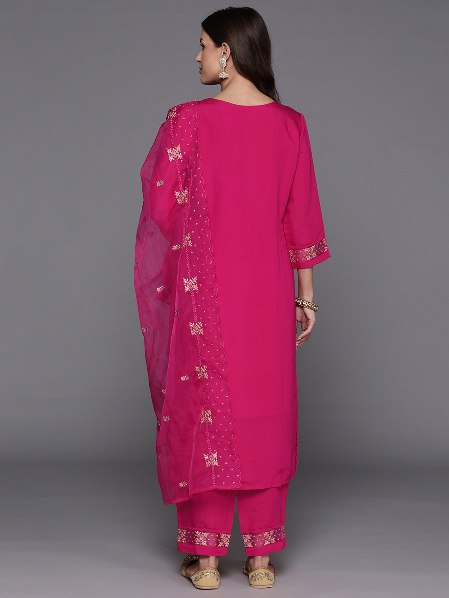 Women's Pink Silk Blend Kurta Set - Taantav