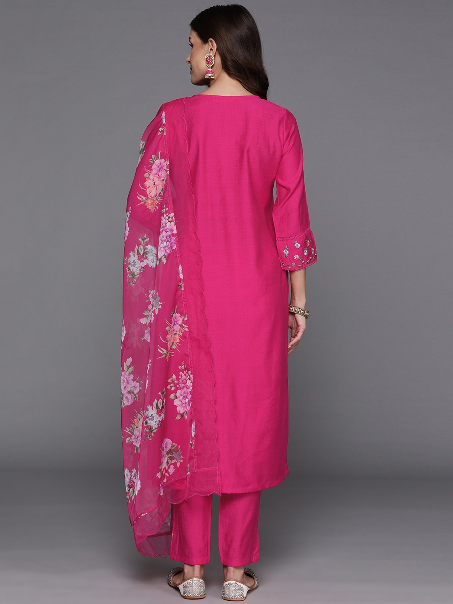 Women's Pink Silk Blend Kurta Set - Taantav