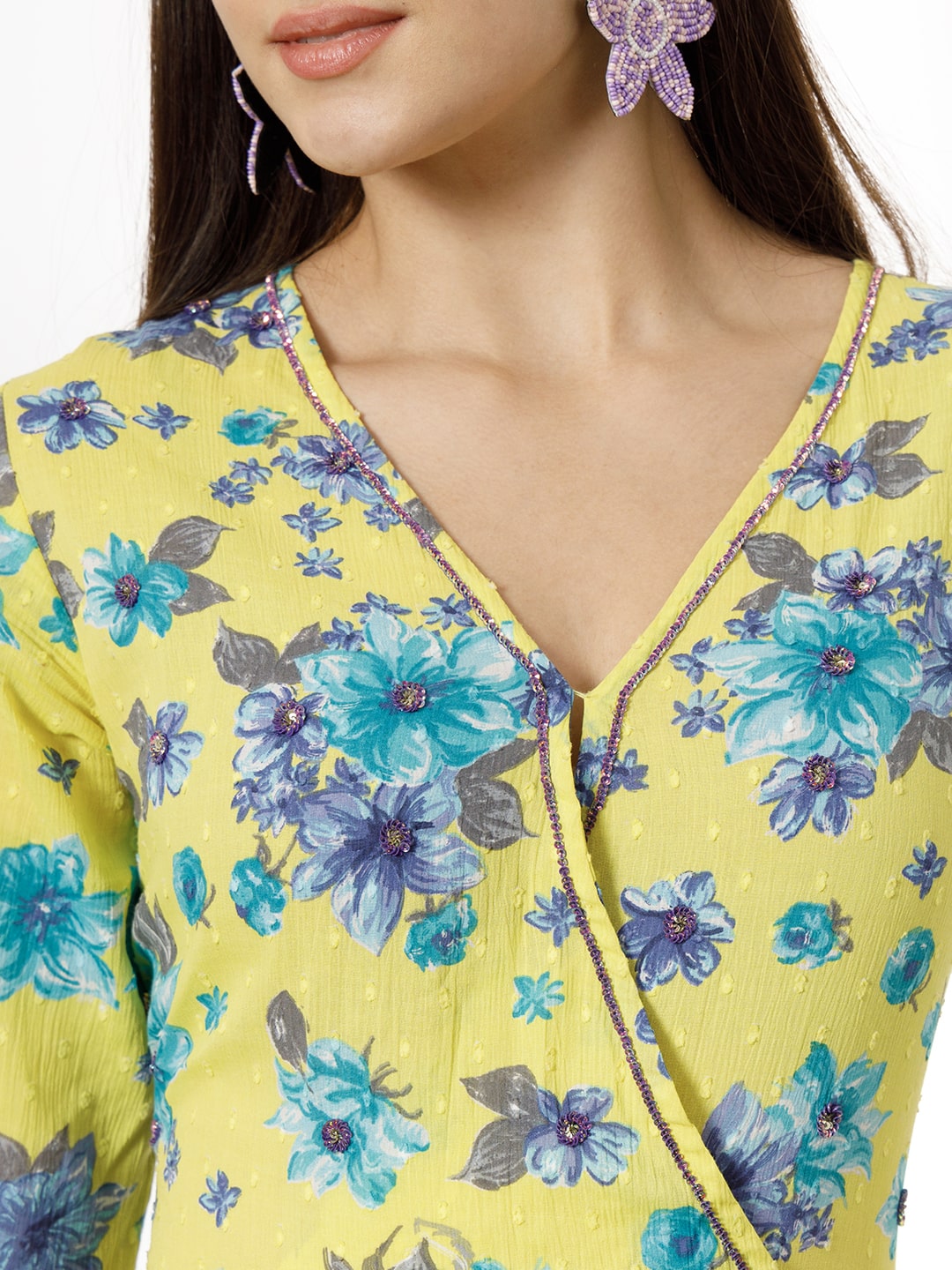 Women's Dobby Cotton Three Layer Dress With Zardosi Work