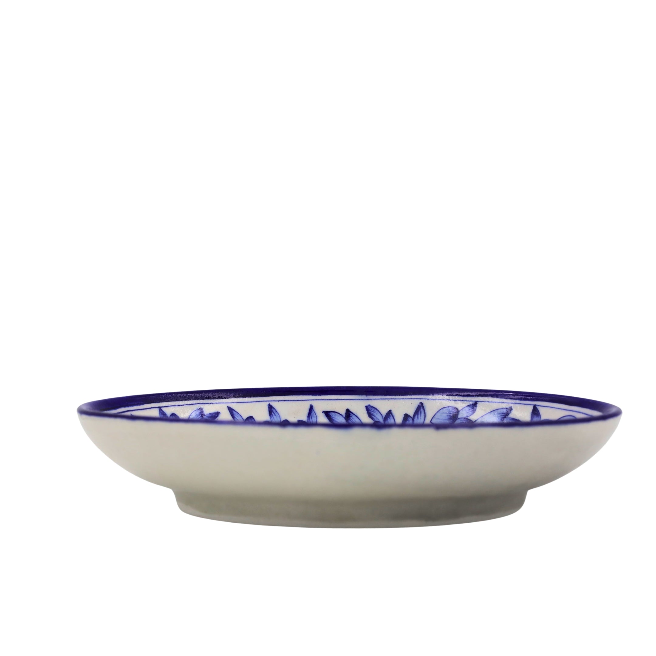 Blue Pottery Oval Plate - Blue - Natriel