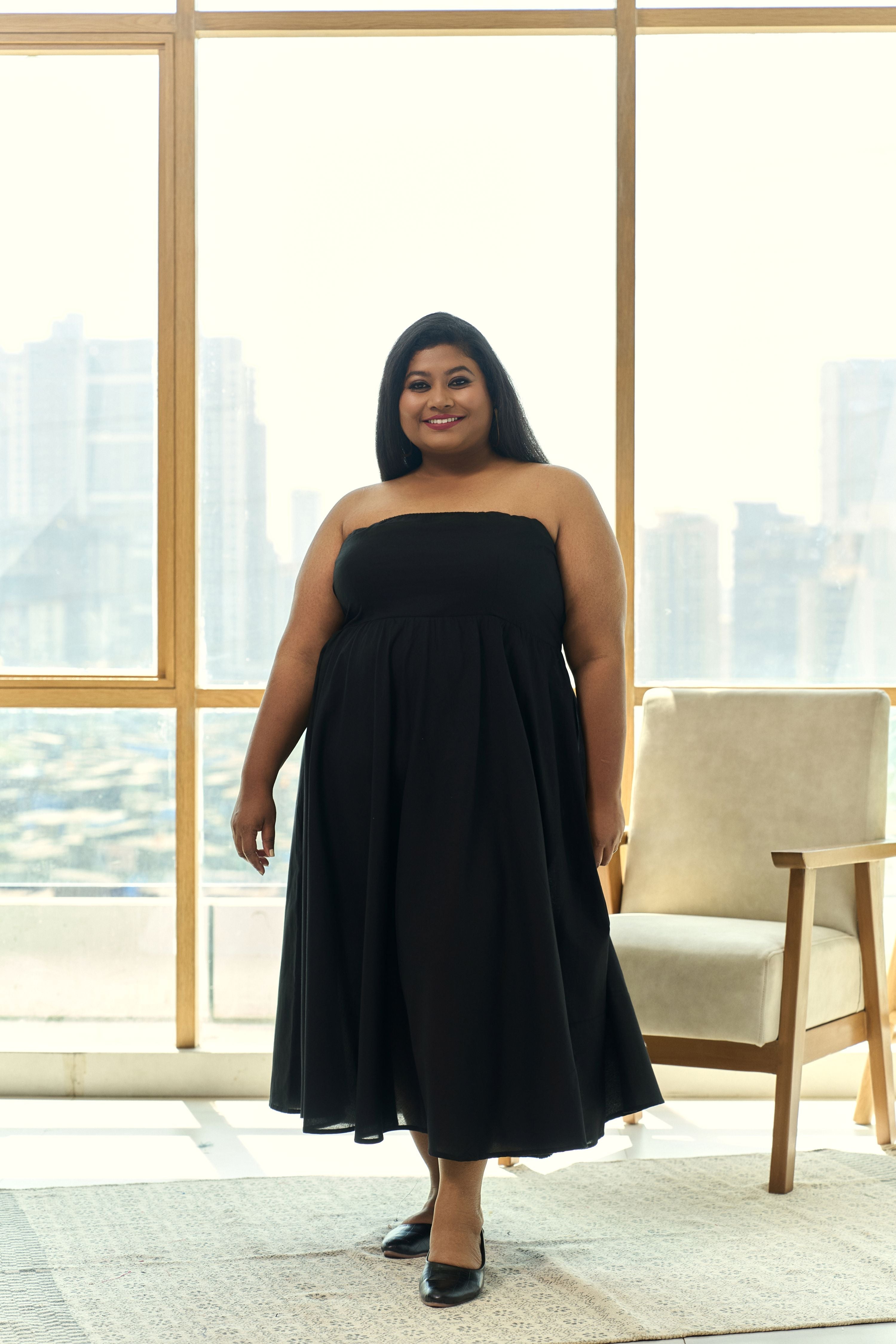 Women's Elegant Black Tube Maxi Dress “ Party & Evening Perfect - Nangalia Ruchira