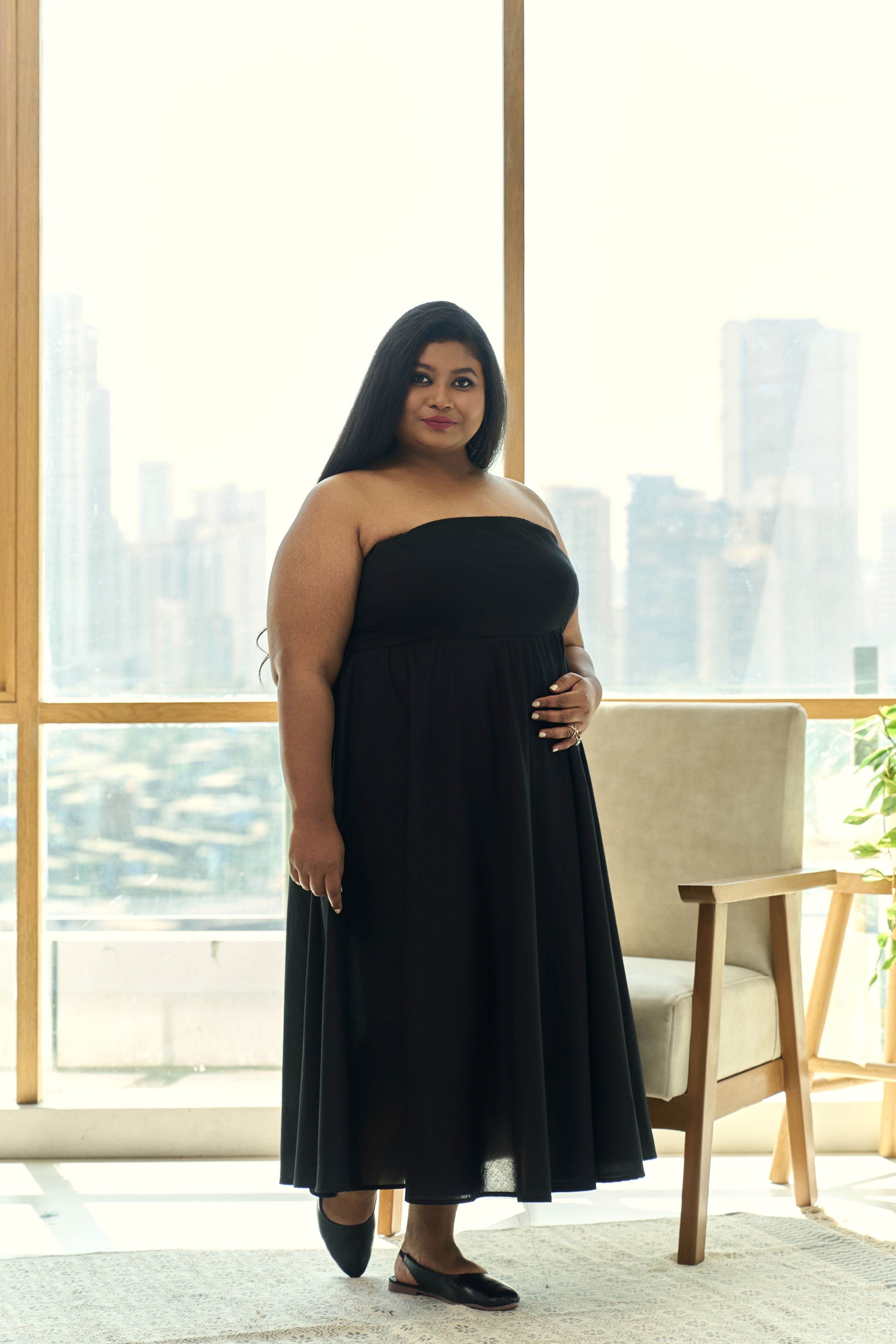 Women's Elegant Black Tube Maxi Dress “ Party & Evening Perfect - Nangalia Ruchira