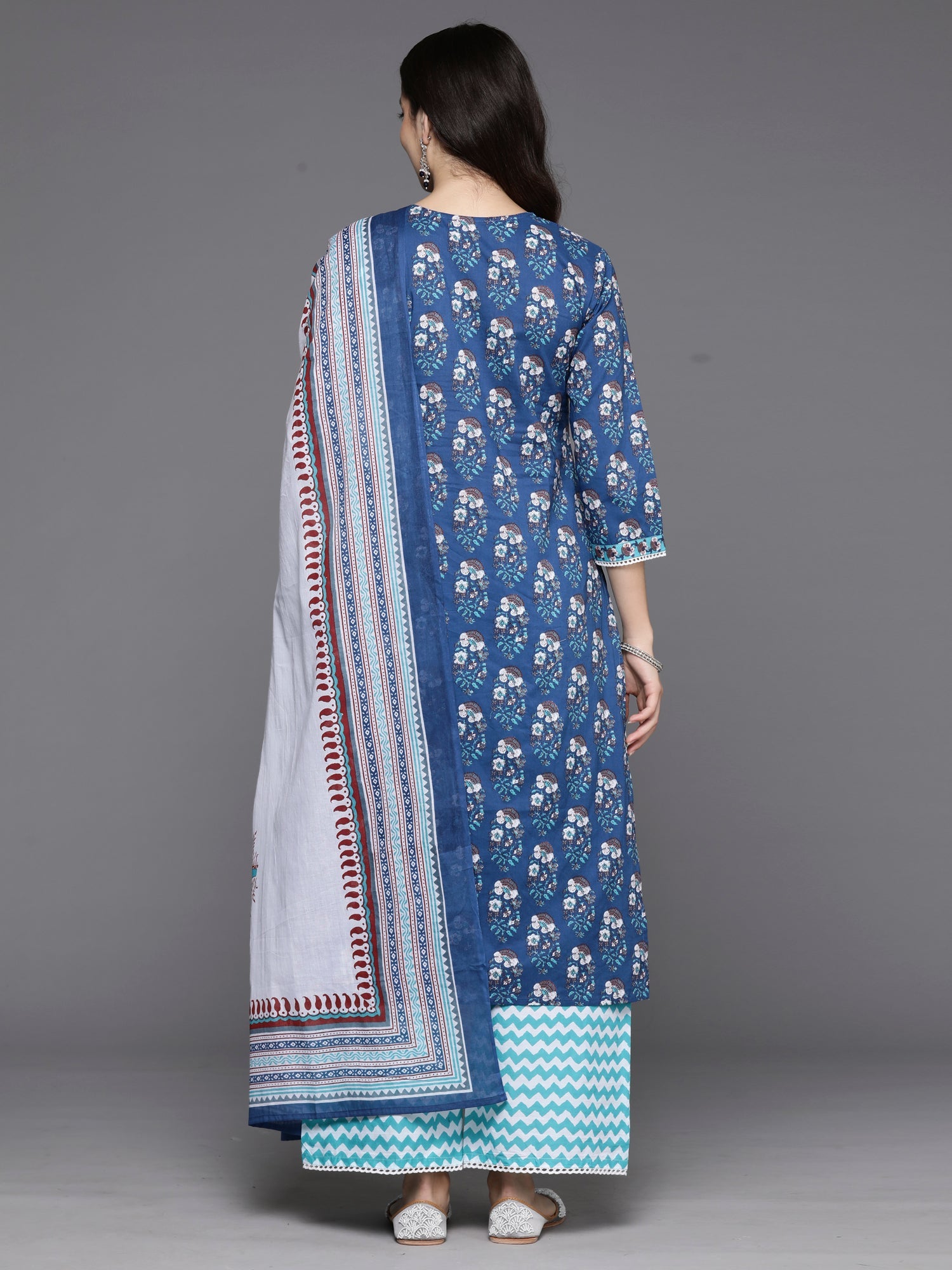 Women's Blue Pure Cotton Kurta Set - Taantav