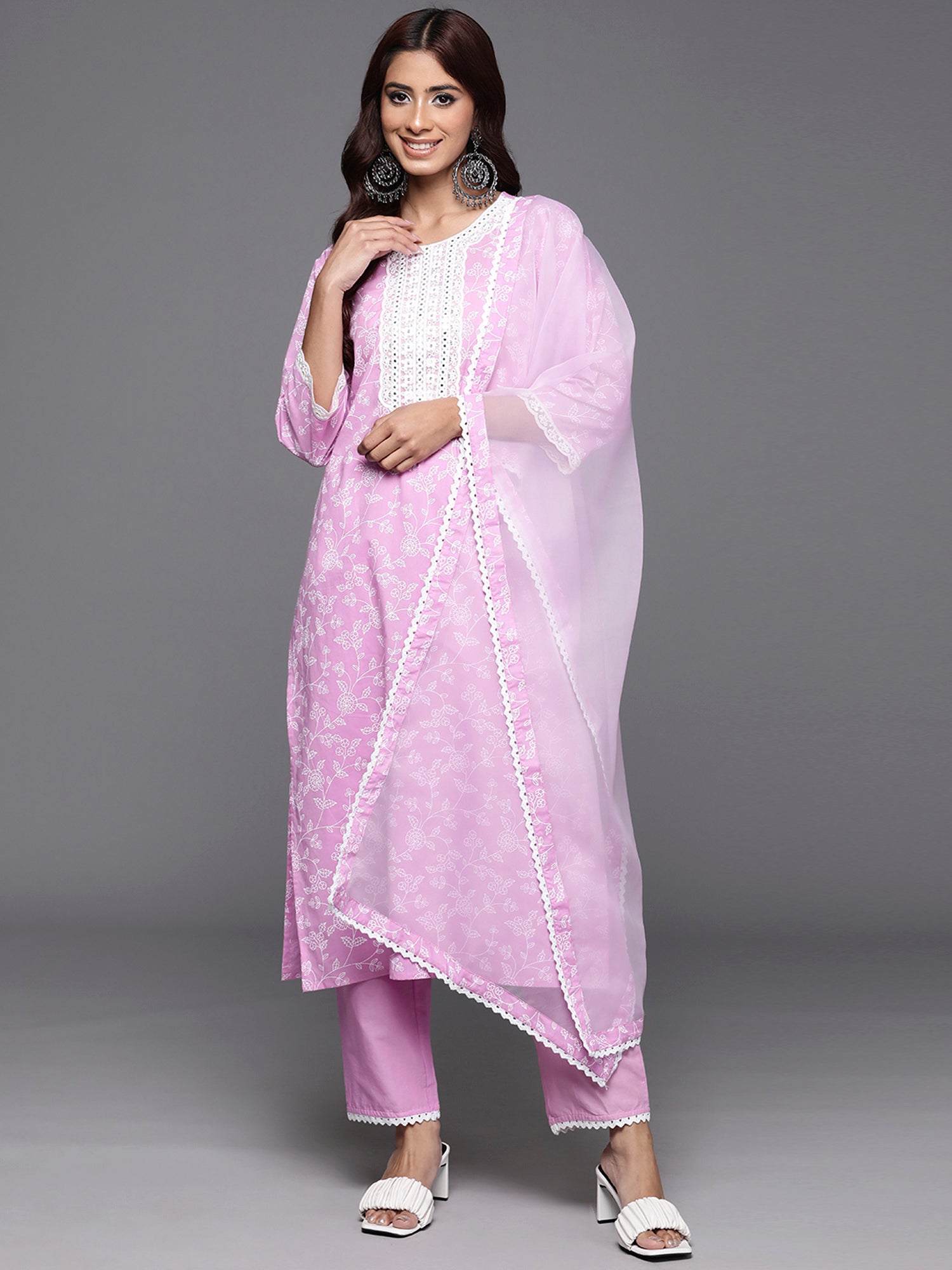 Women's Lavender Pure Cotton Kurta Set - Taantav