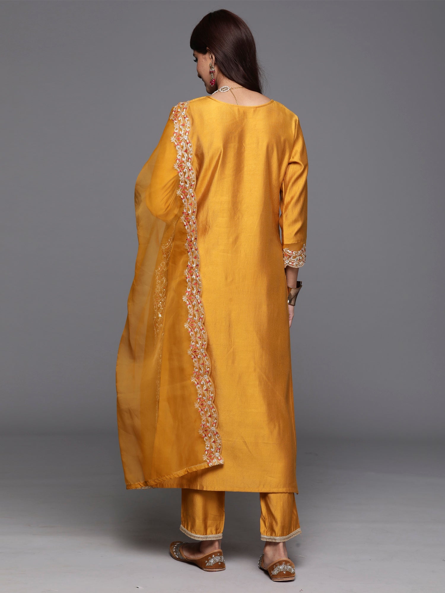 Women's Mustard Liva Kurta Set - Taantav