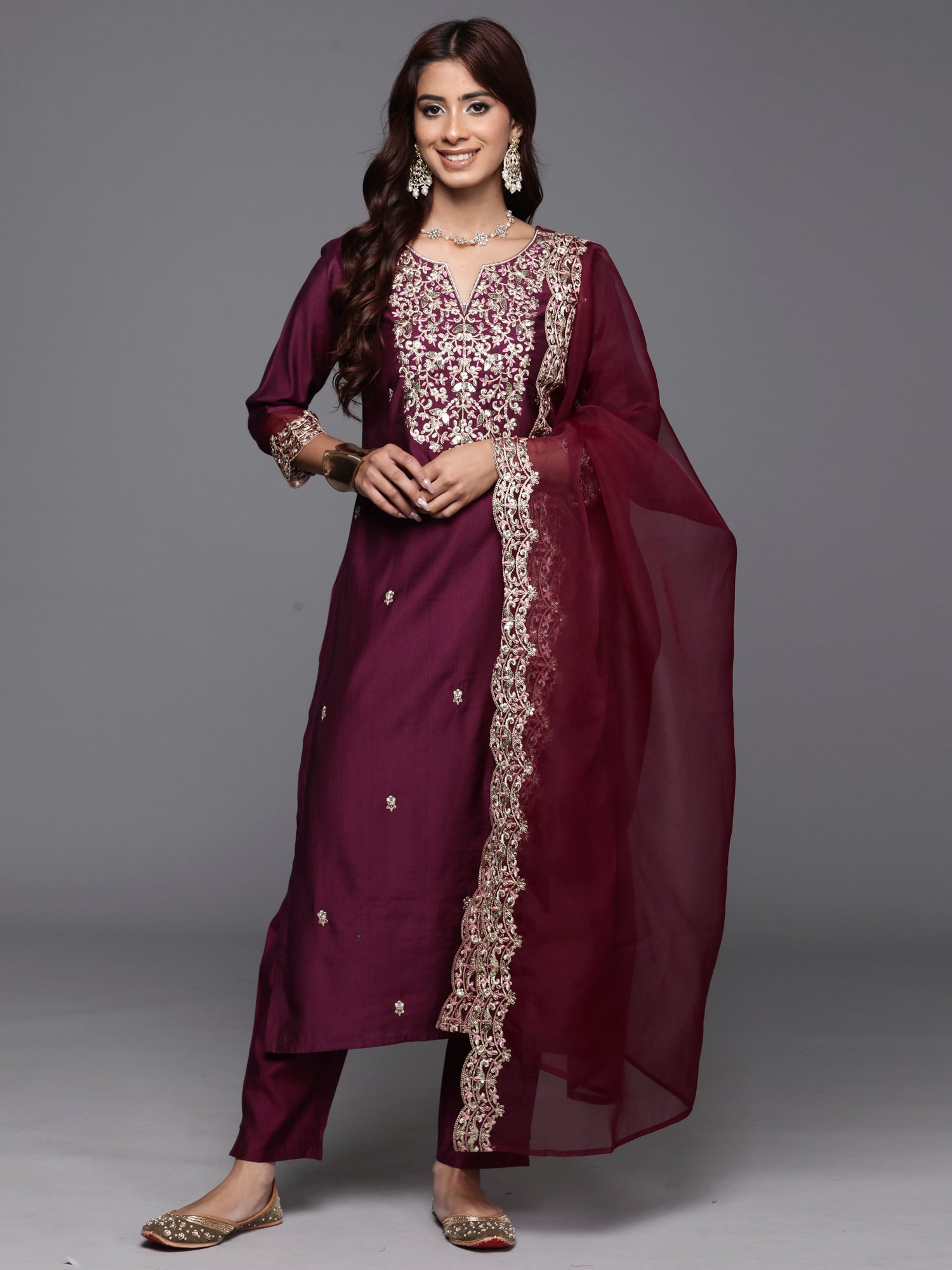 Women's Purple Liva Kurta Set - Taantav