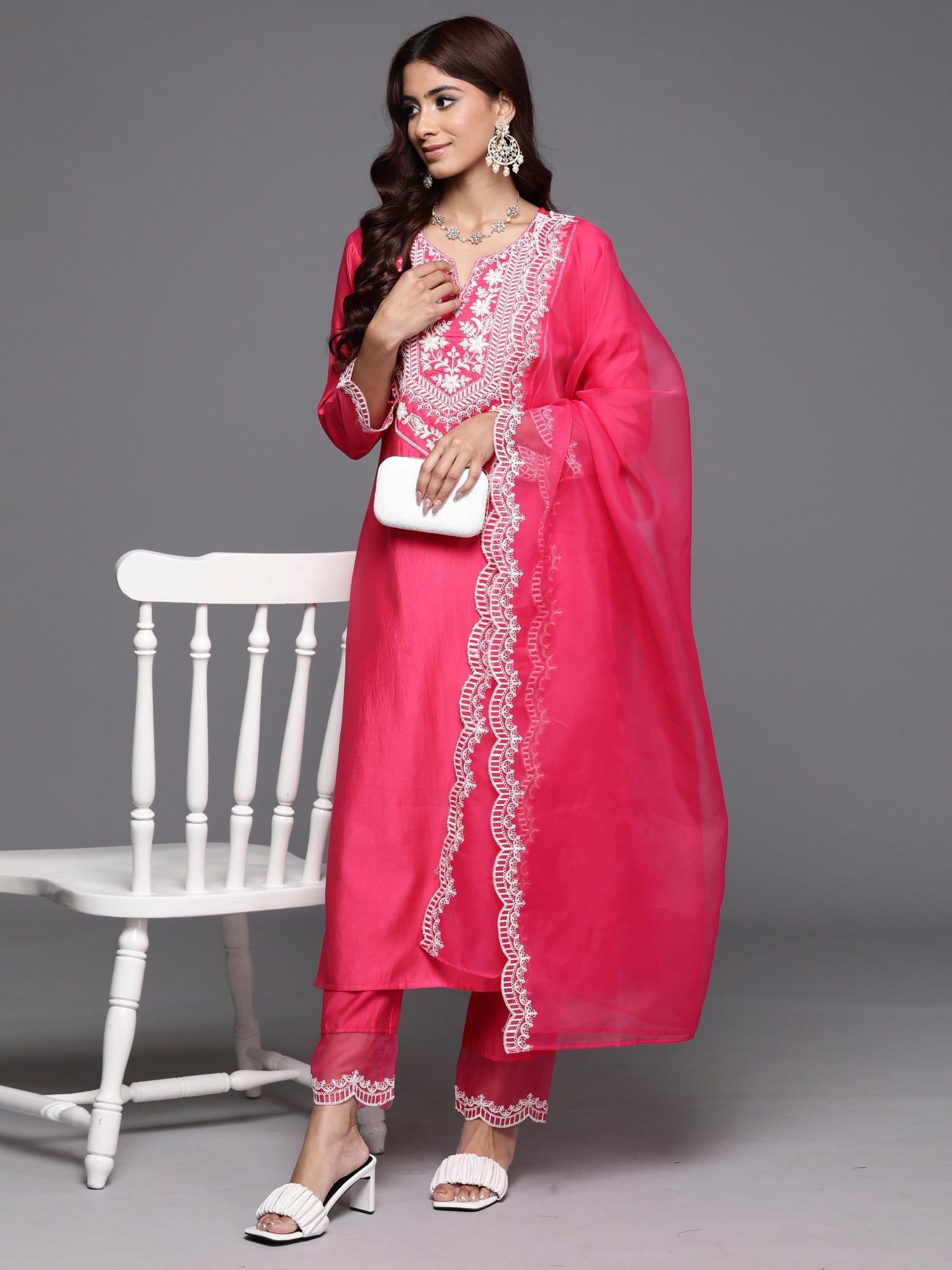 Women's Pink Liva Kurta Set - Taantav