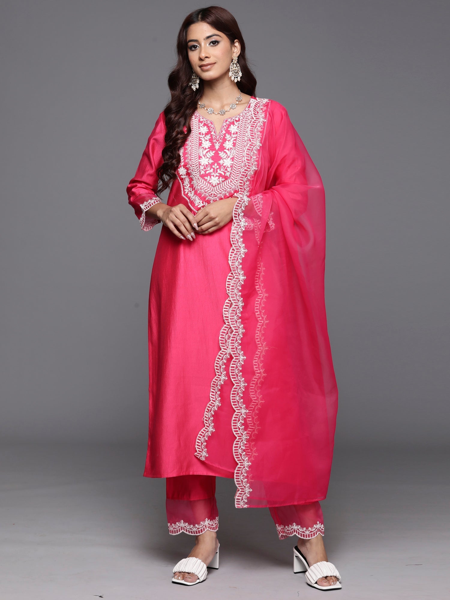 Women's Pink Liva Kurta Set - Taantav