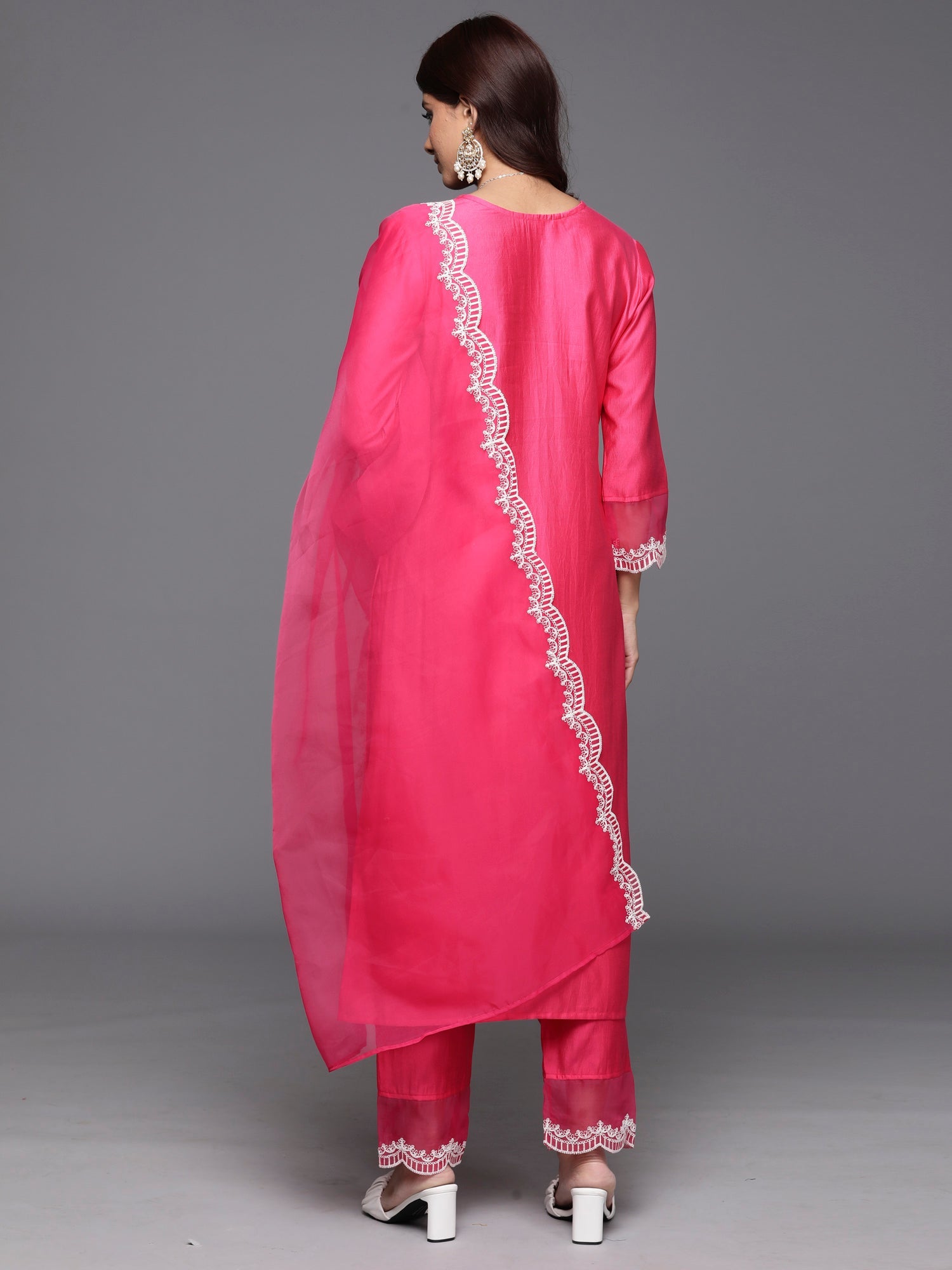 Women's Pink Liva Kurta Set - Taantav