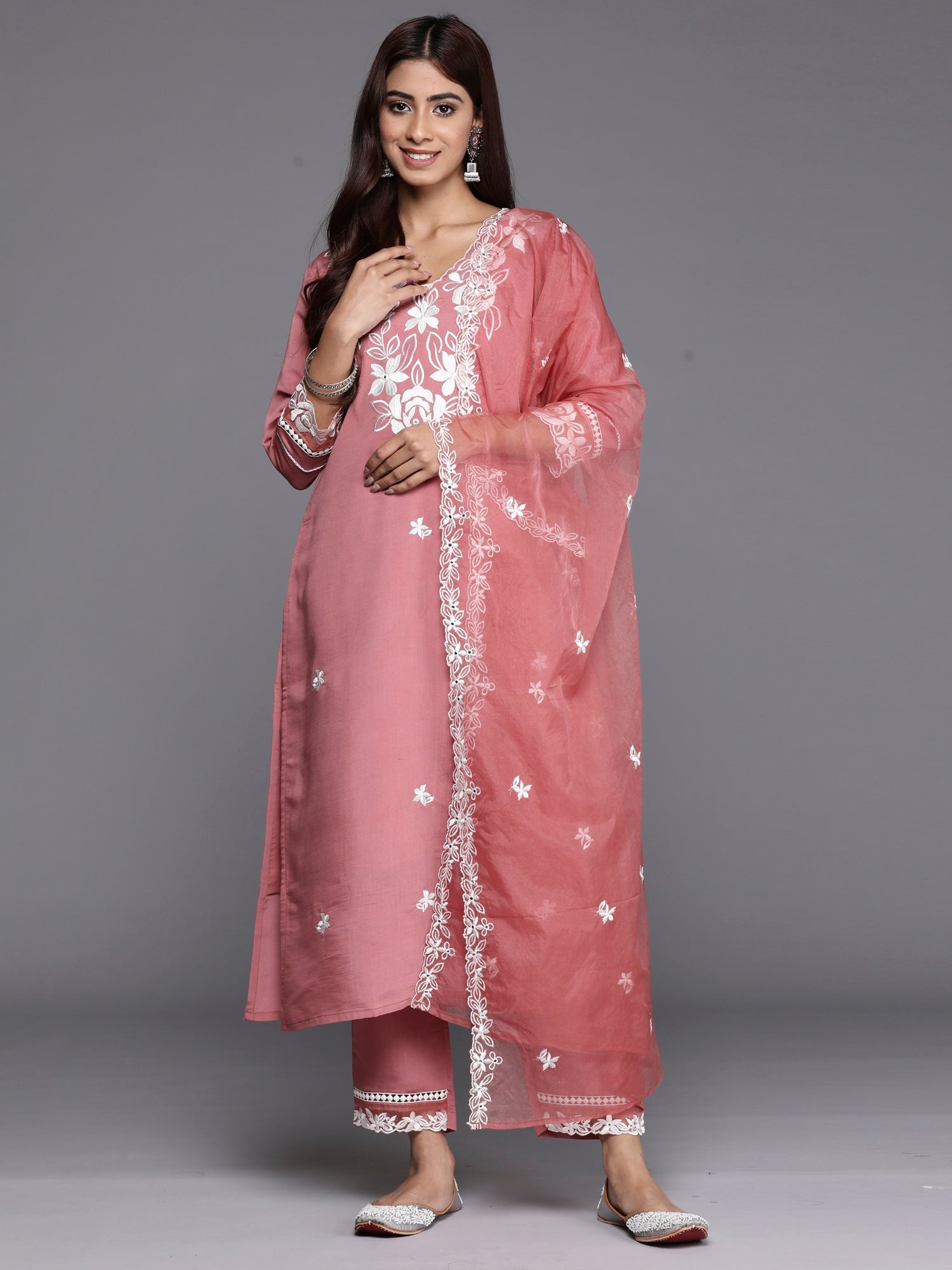 Women's Rust Silk Blend Kurta Set - Taantav