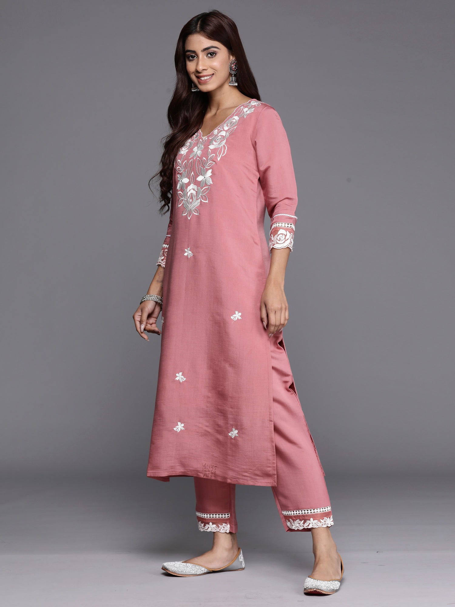 Women's Rust Silk Blend Kurta Set - Taantav