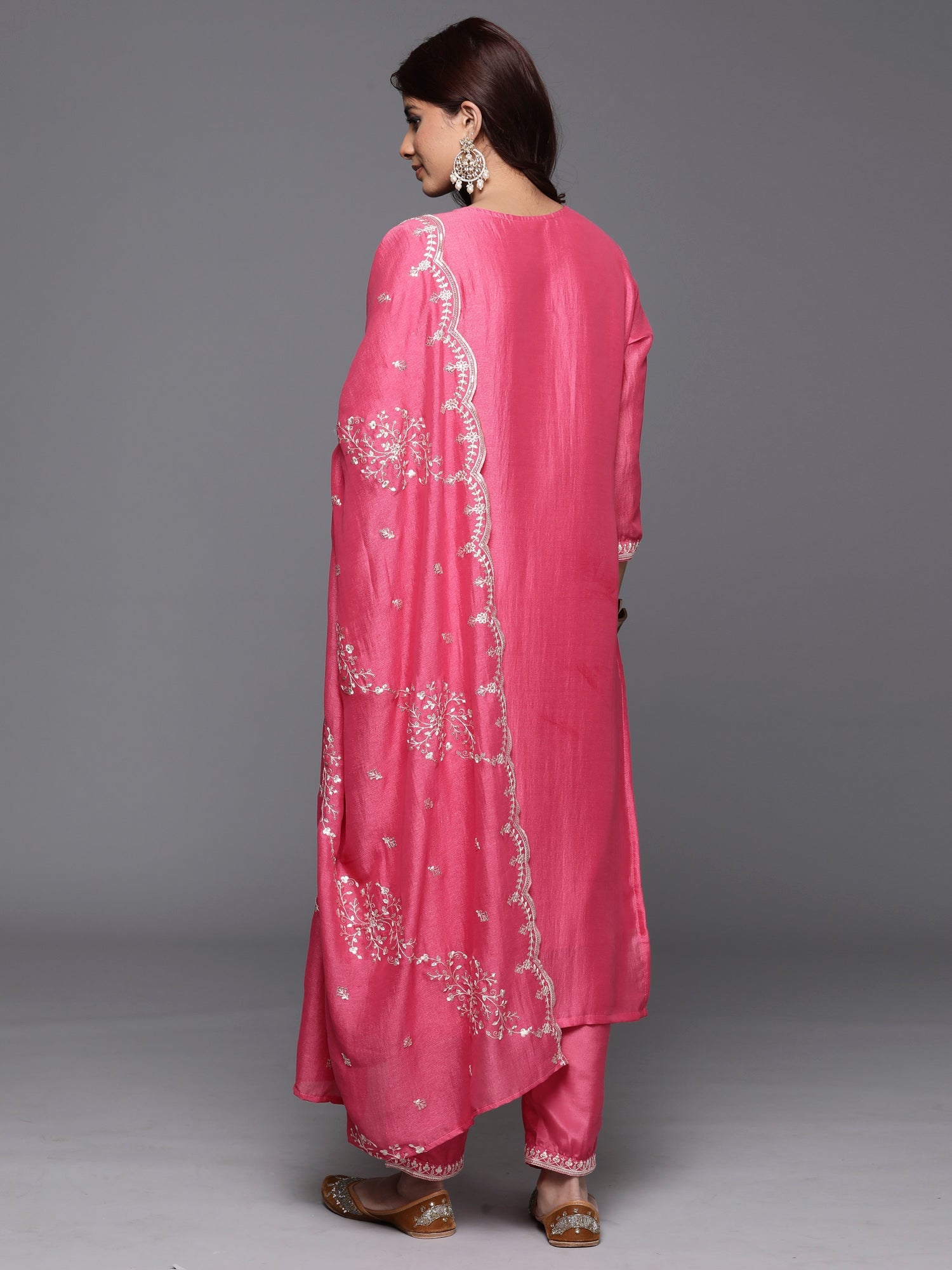 Women's Pink Silk Blend Kurta Set - Taantav