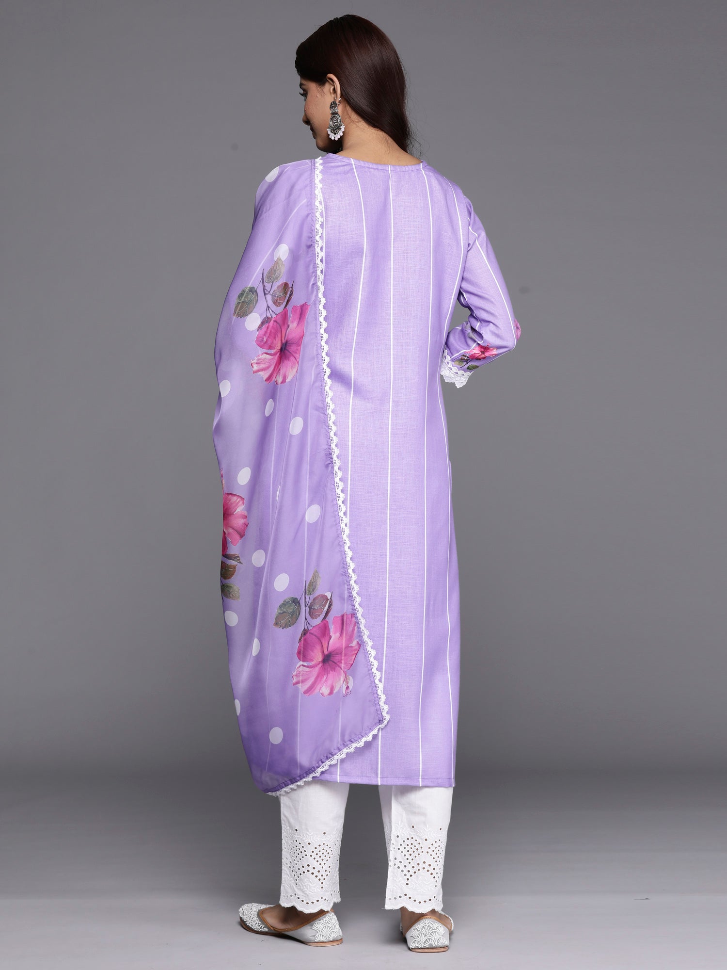 Women's Lavender Linen Kurta Set - Taantav