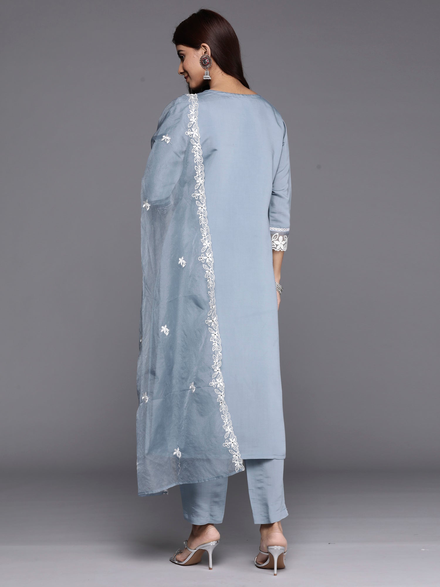 Women's Teal Silk Blend Kurta Set - Taantav